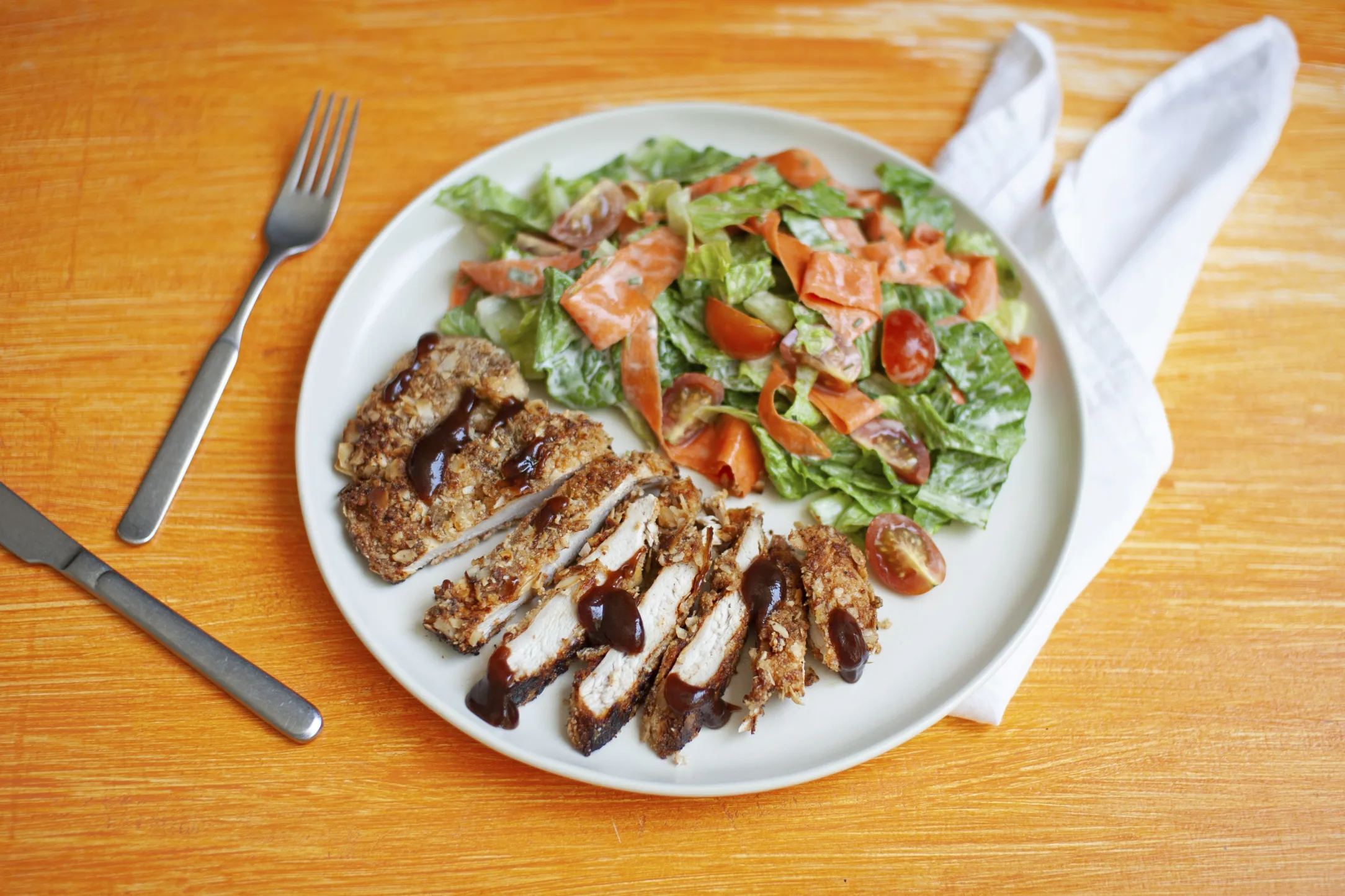 Spicy Barbecue Chicken Cutlets with Limey Mayo Salad