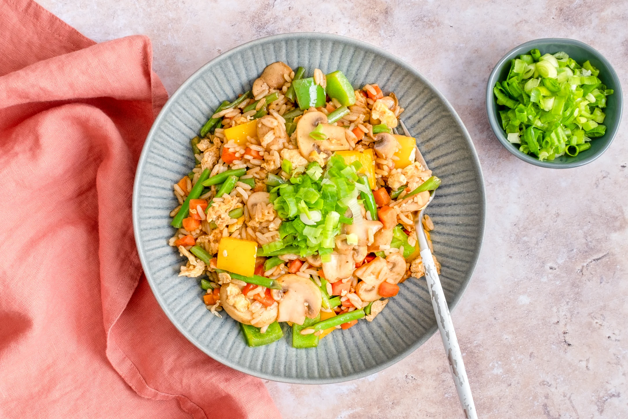 Express: Mushroom and Vegetable Egg Fried Rice with Pre-prepped Ingredients