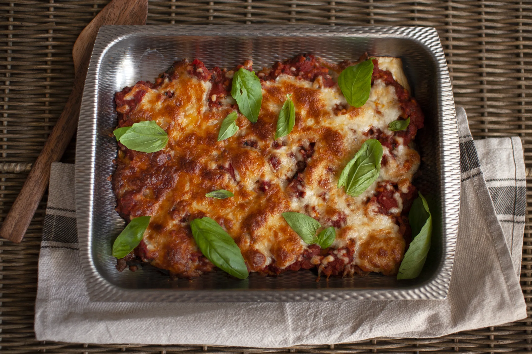 Eggplant Tempeh Pizza Bake