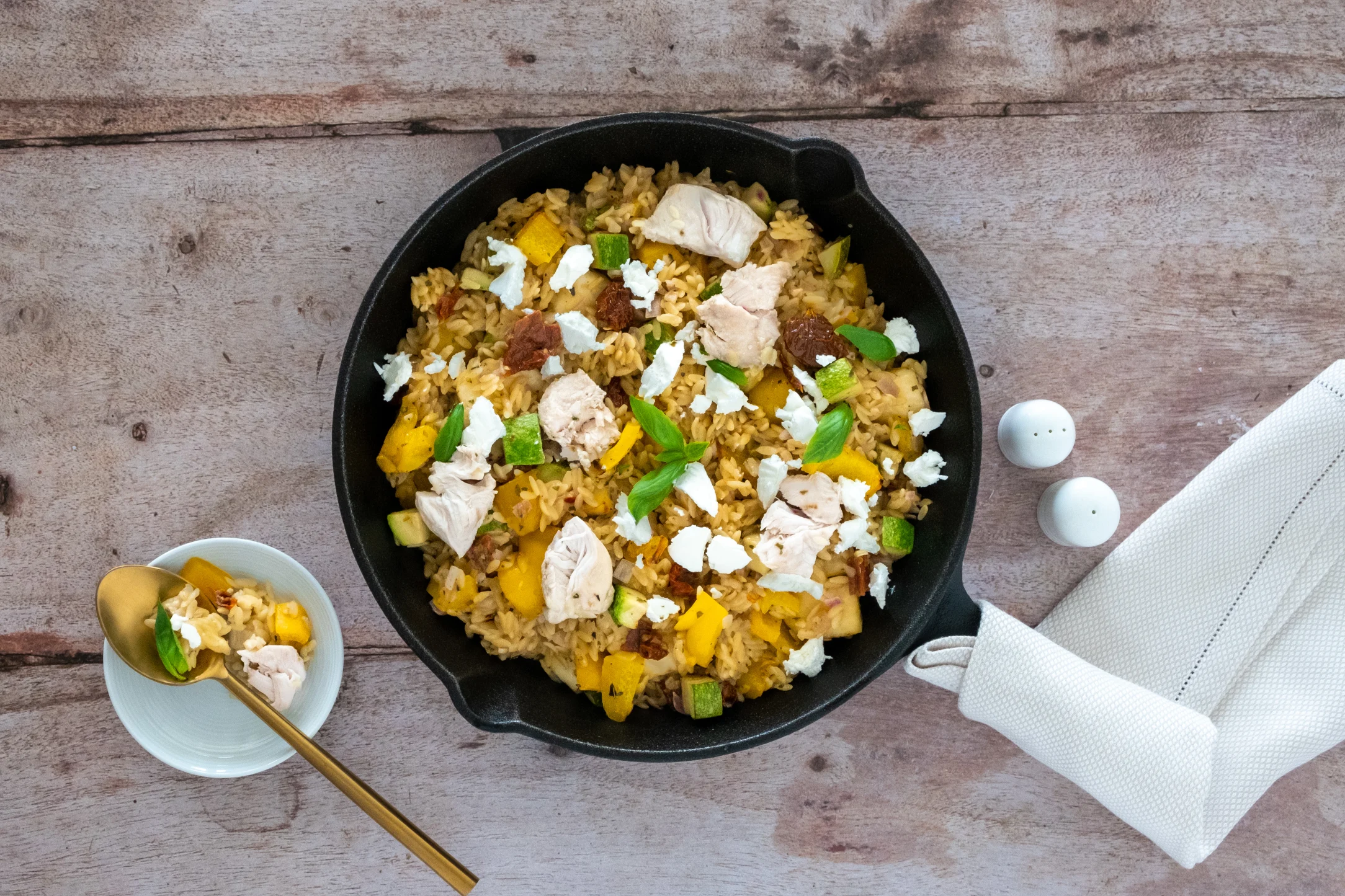 Easy Mediterranean Chicken Orzo Bake with Feta