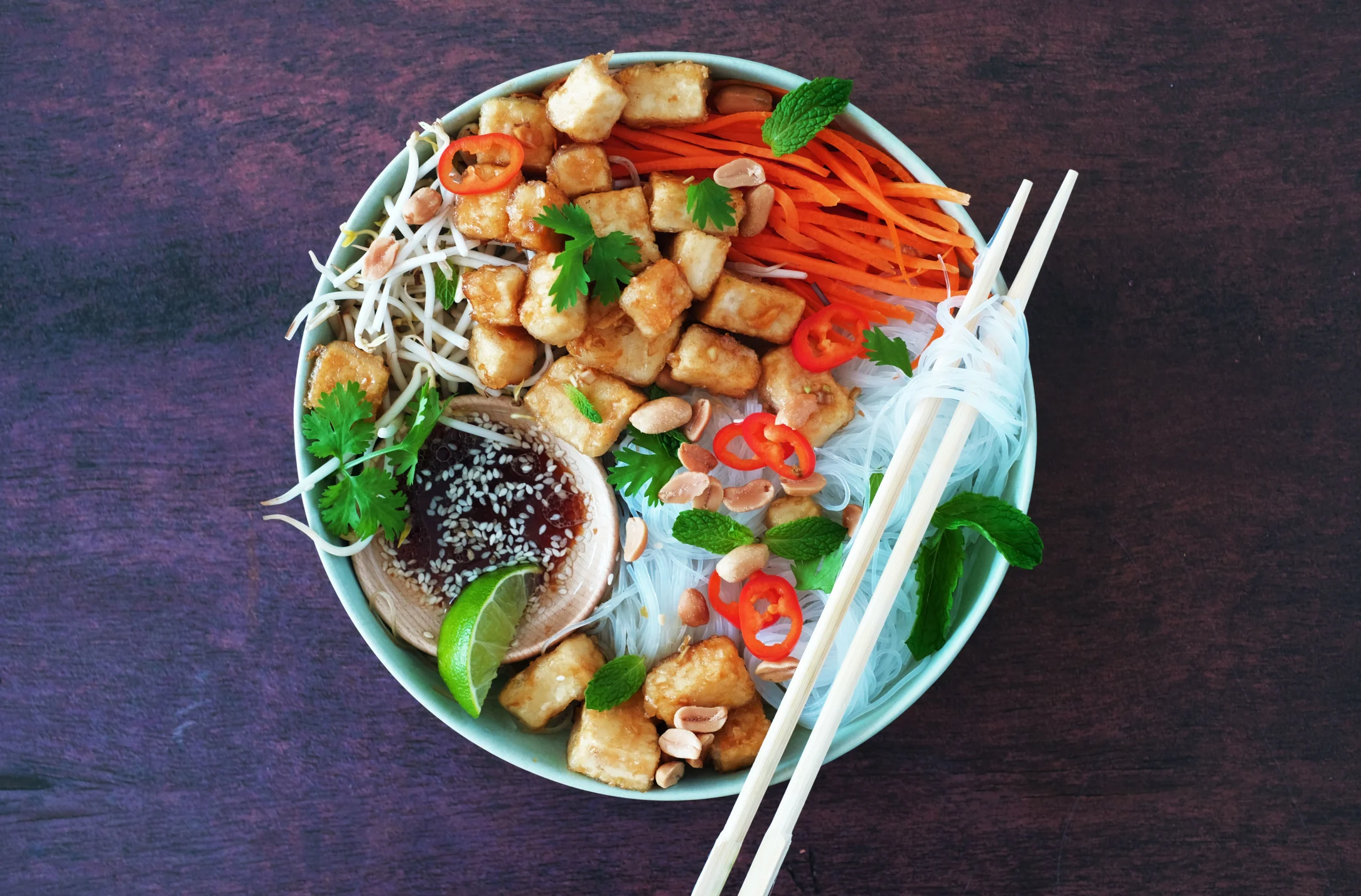 Vietnamese Lemongrass Tofu with Glass Noodle Salad