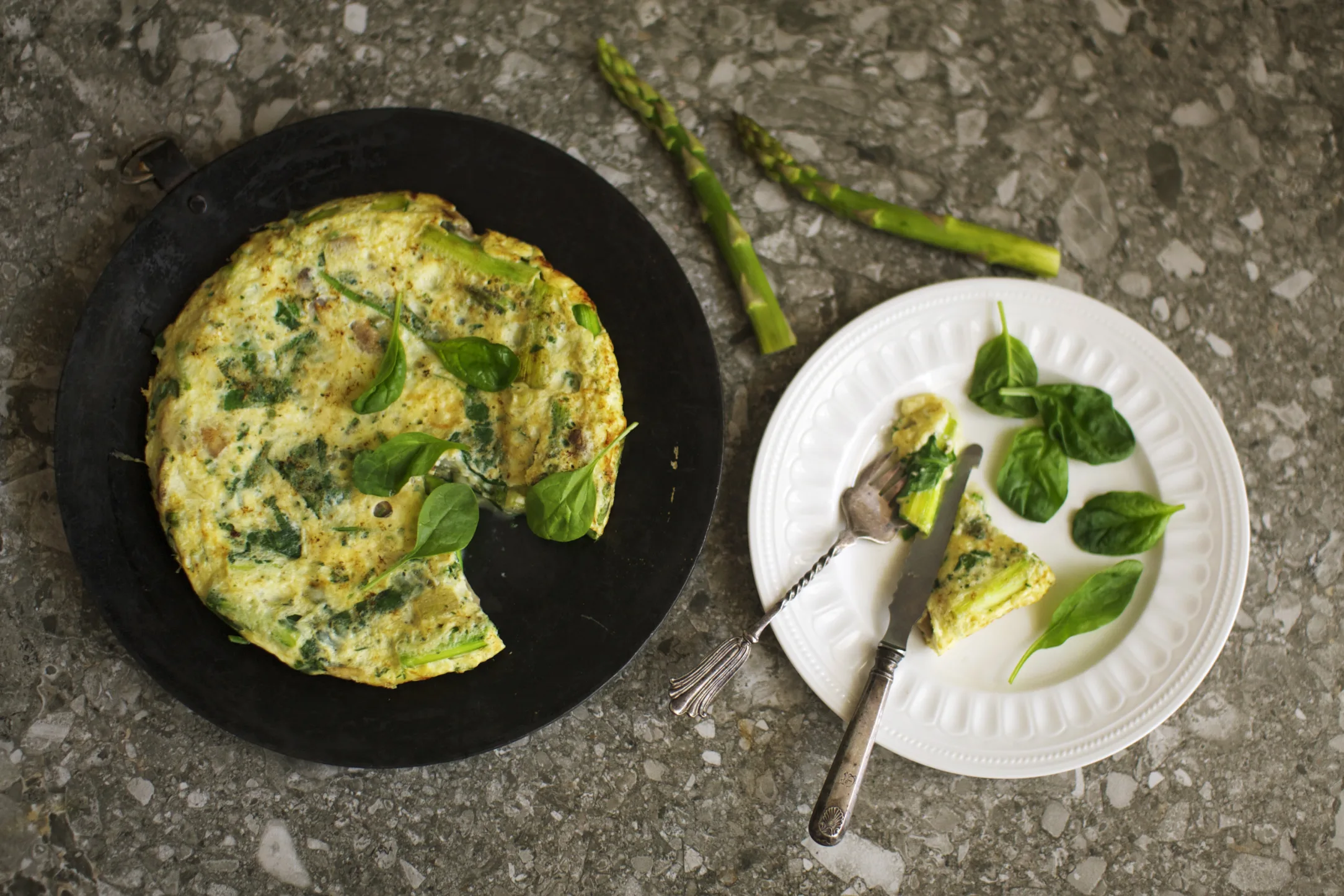 Asparagus, Mushroom and Spinach Frittata