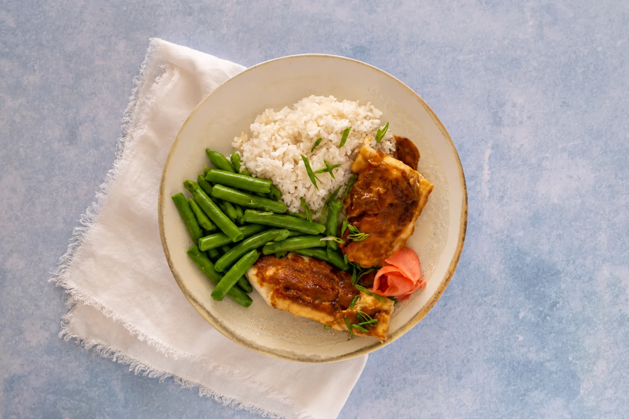 Baked Miso Cod with Jasmine Rice & Green Beans