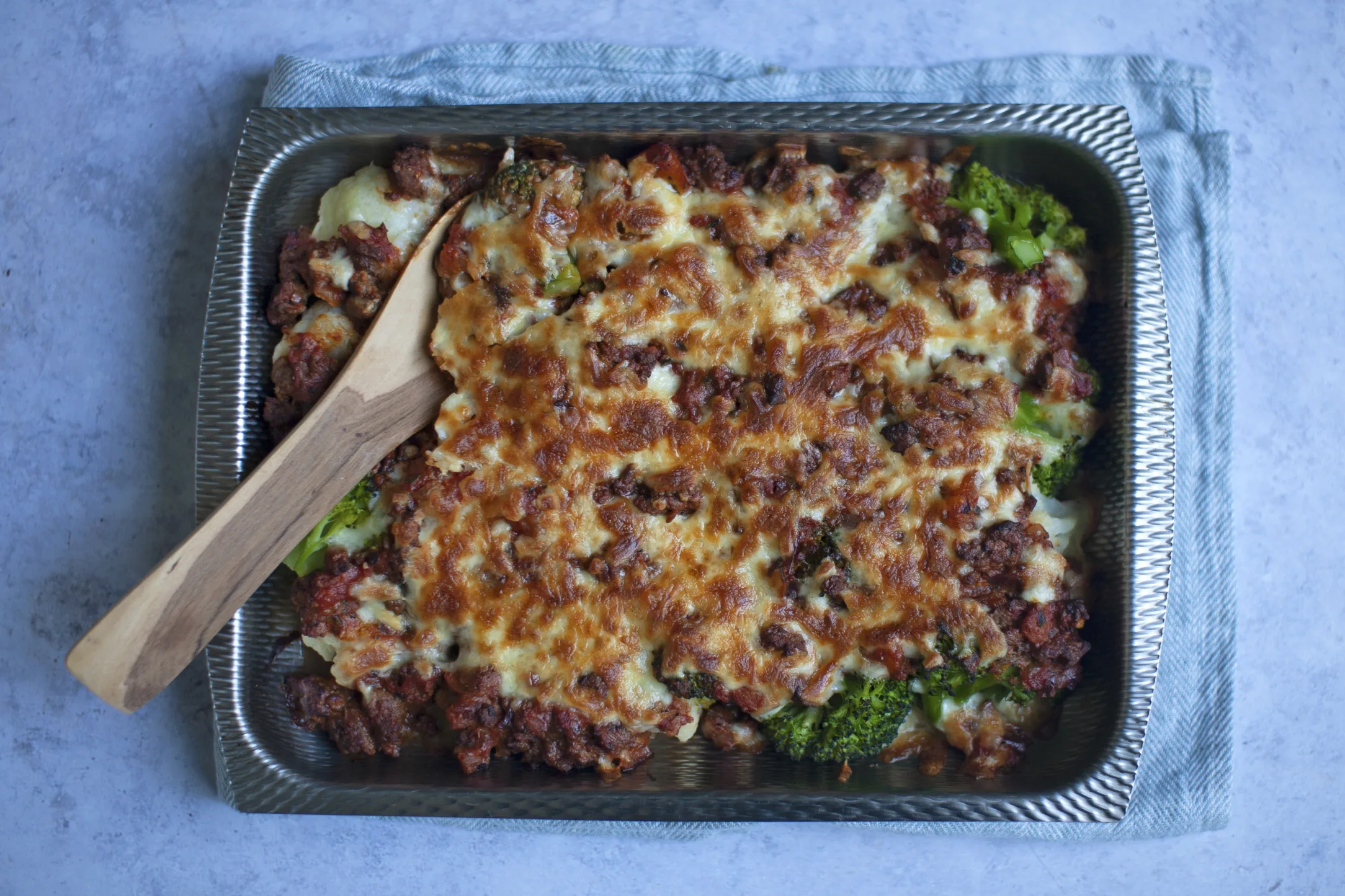 Simple Beef Gratin with Broccoli and Cauliflower