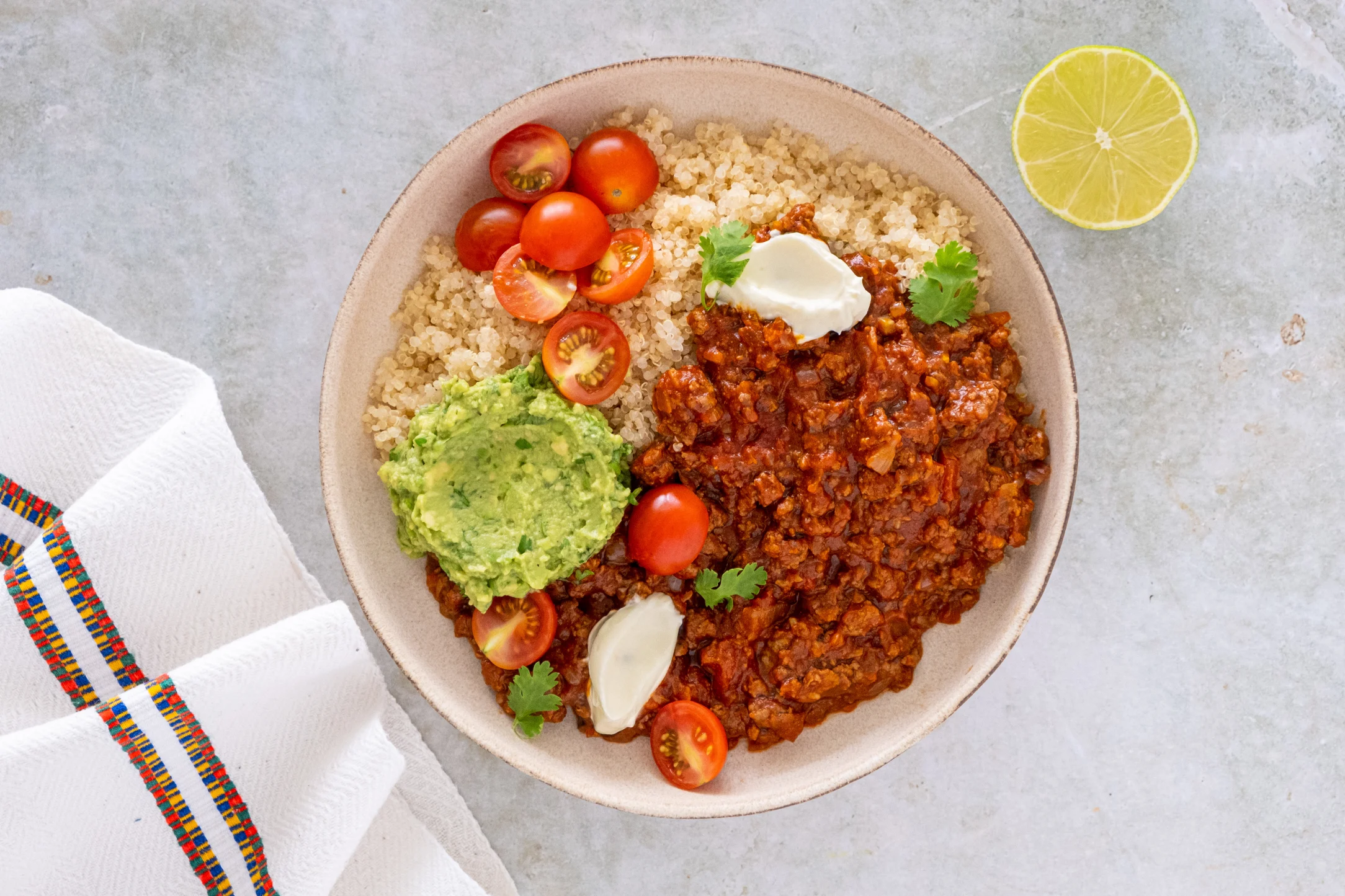 Chipotle Beef and Guacamole Quinoa Bowls
