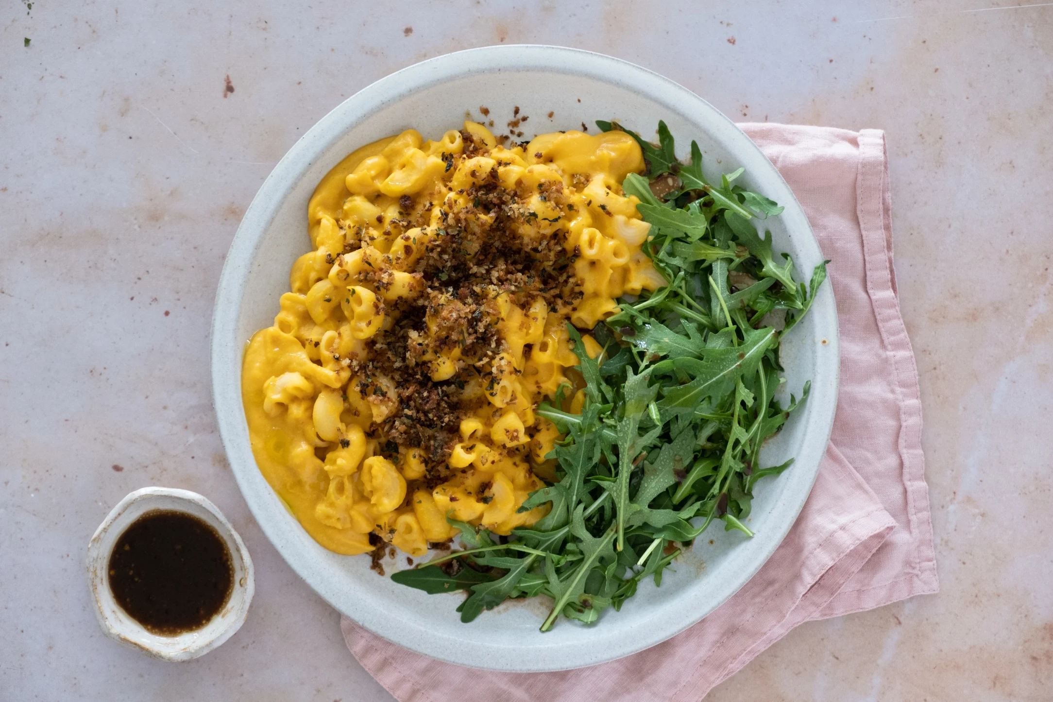 Creamy Butternut Squash Macaroni with Garlic Crumb and Rocket Salad
