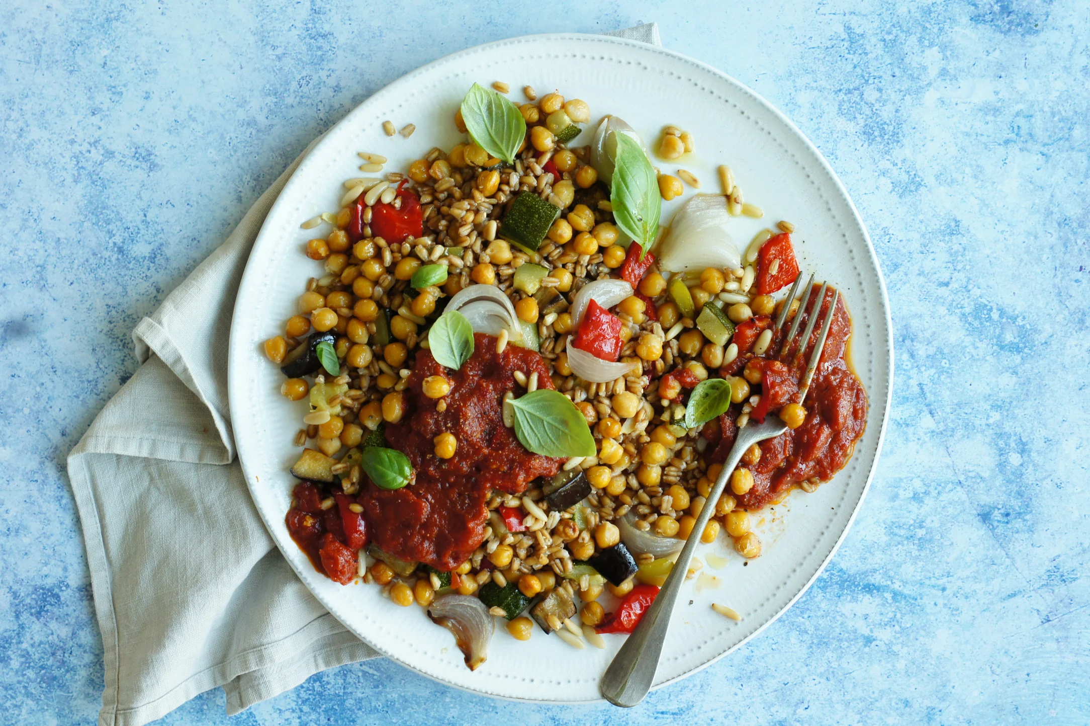 Roasted Vegetable and Chickpea Farro