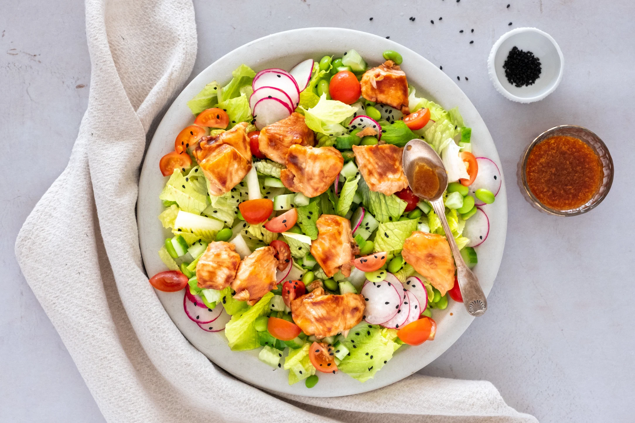 Asian Salmon Salad with Ginger Sesame Dressing