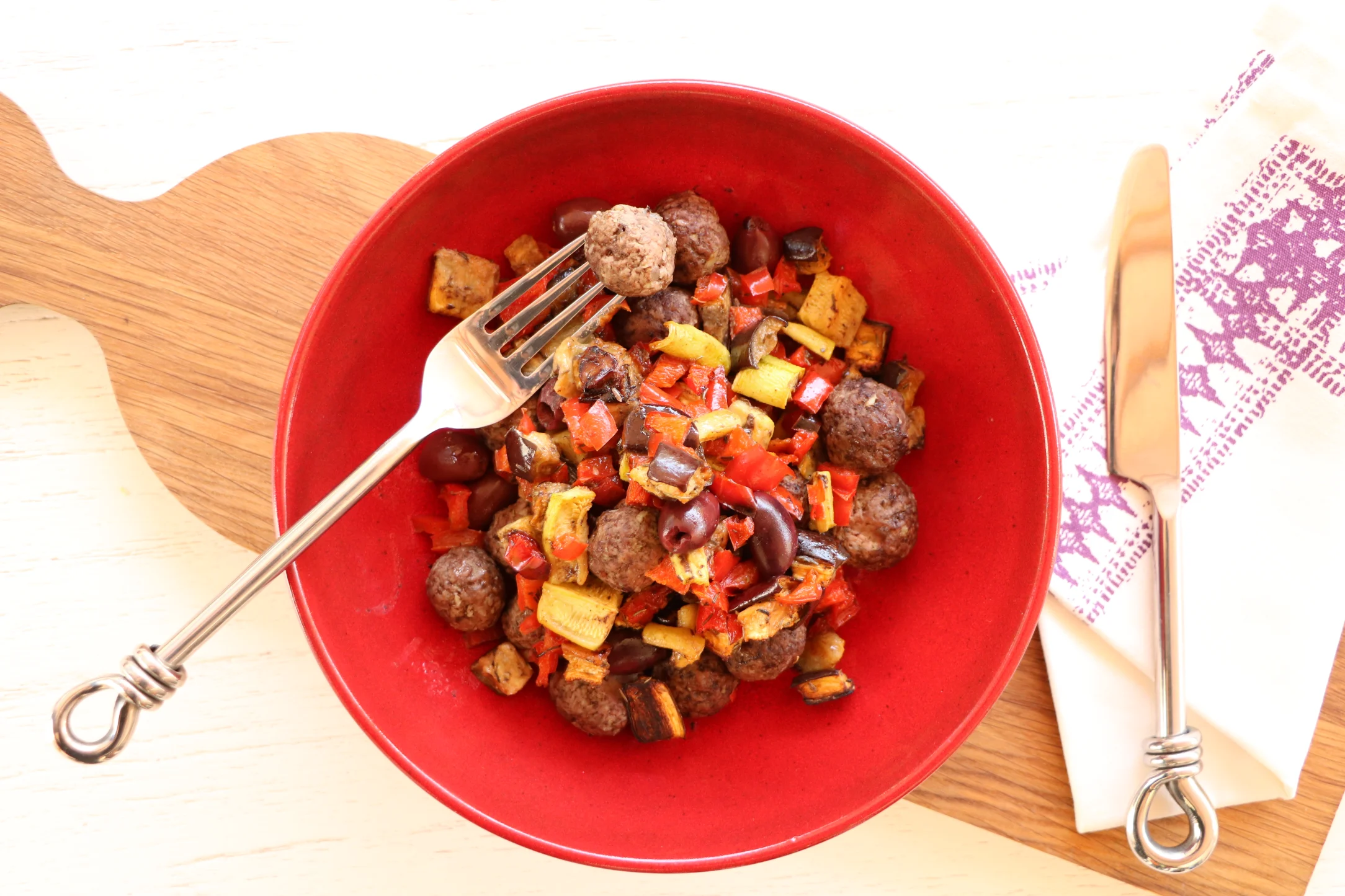 Mediterranean Meatball Bake with Kalamata Olives
