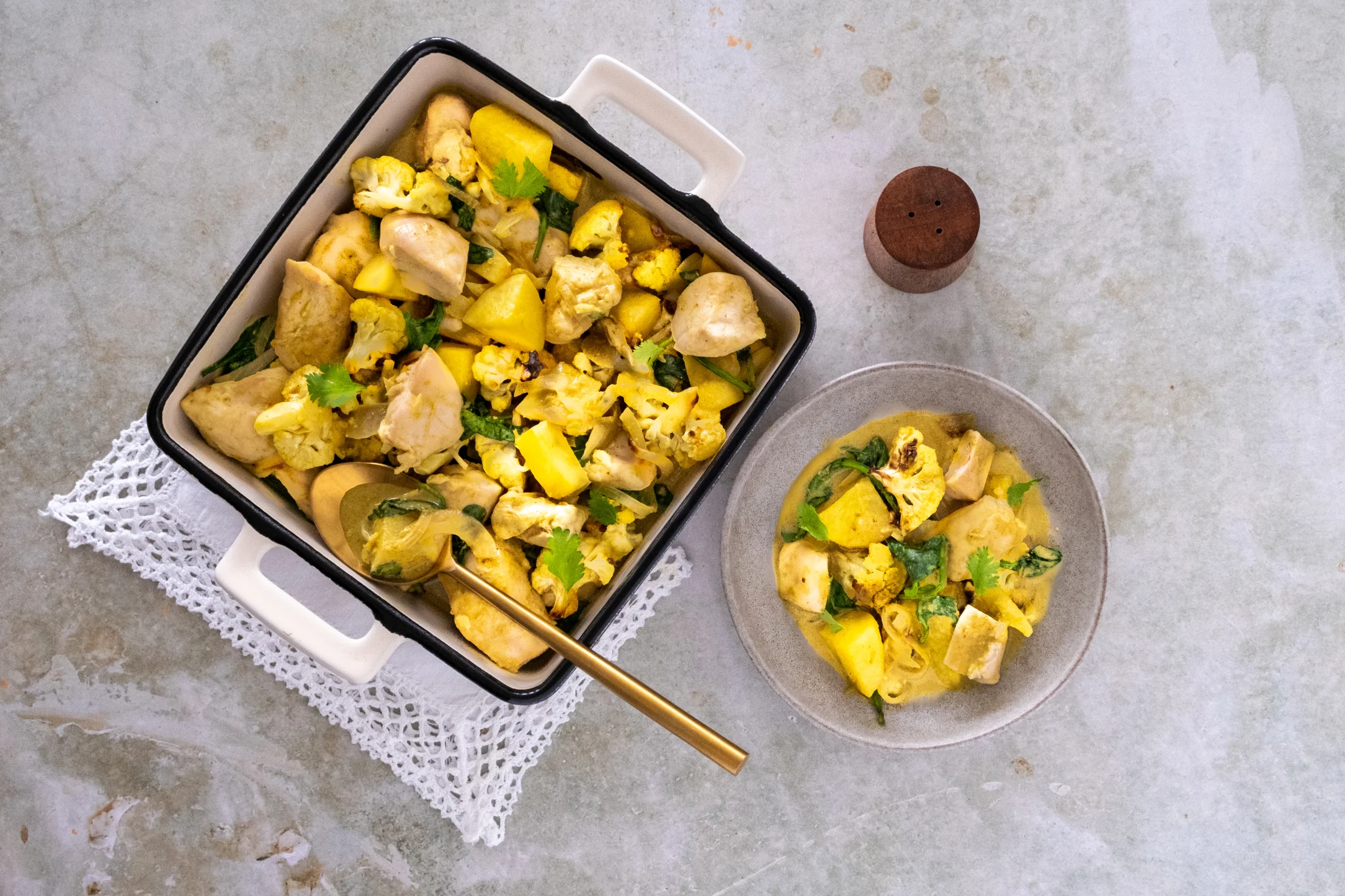 Easy Tray Bake; Curried Chicken with Roasted Cauliflower and Potatoes