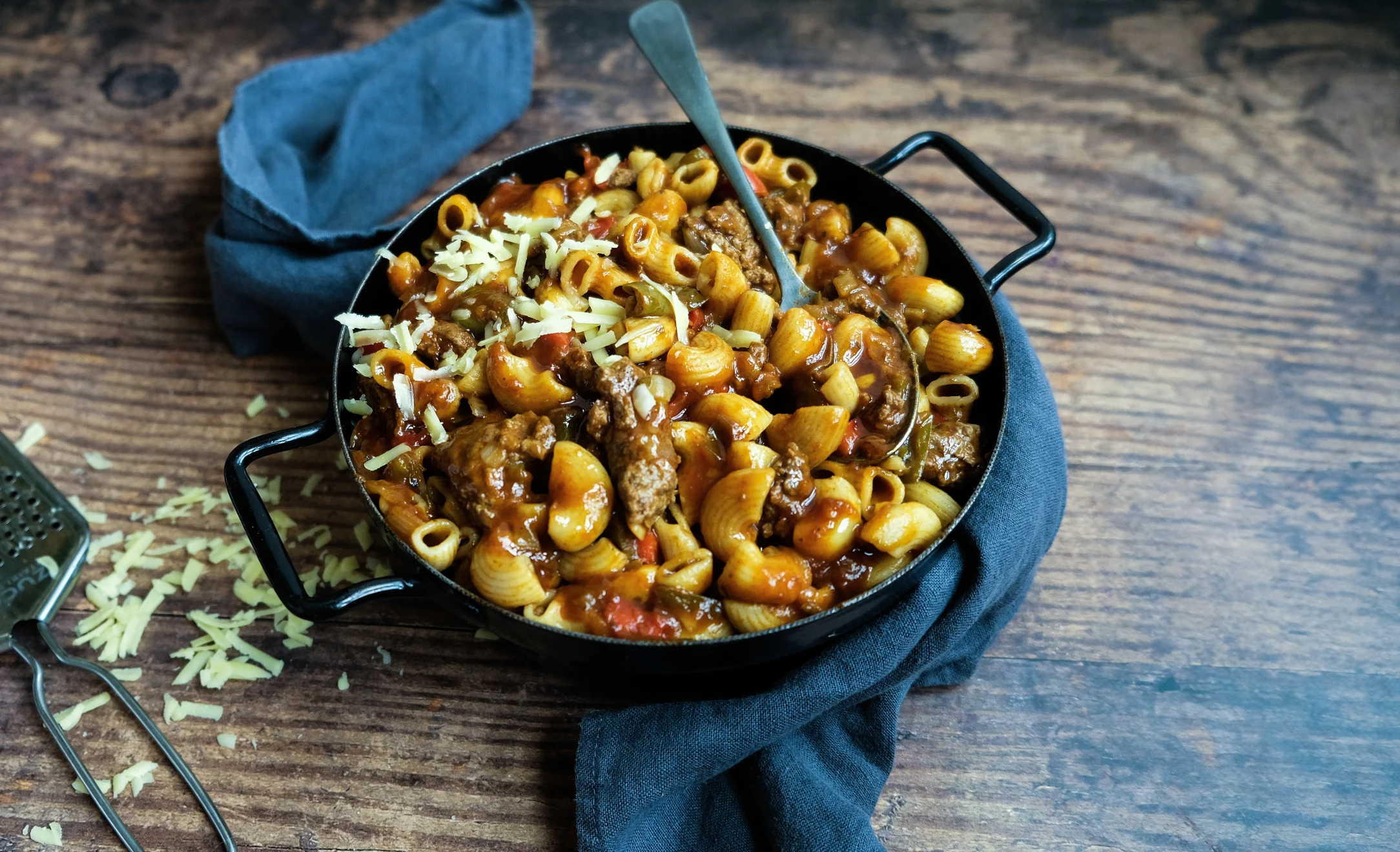 American One Pot Beef and Macaroni Goulash with Cheese