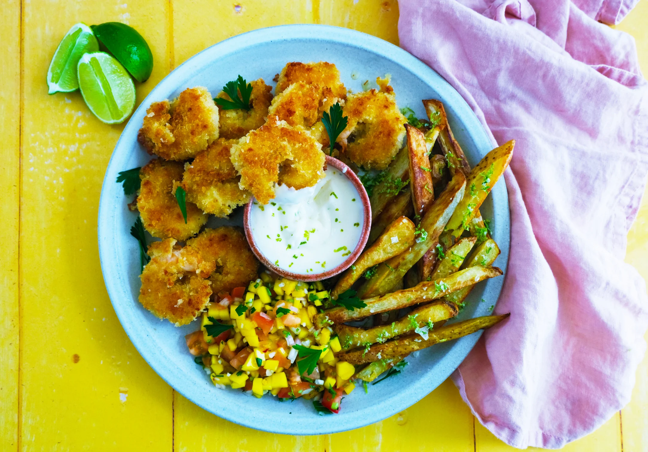 Tropical Coconut Crusted Jumbo Prawns with Mango Salsa