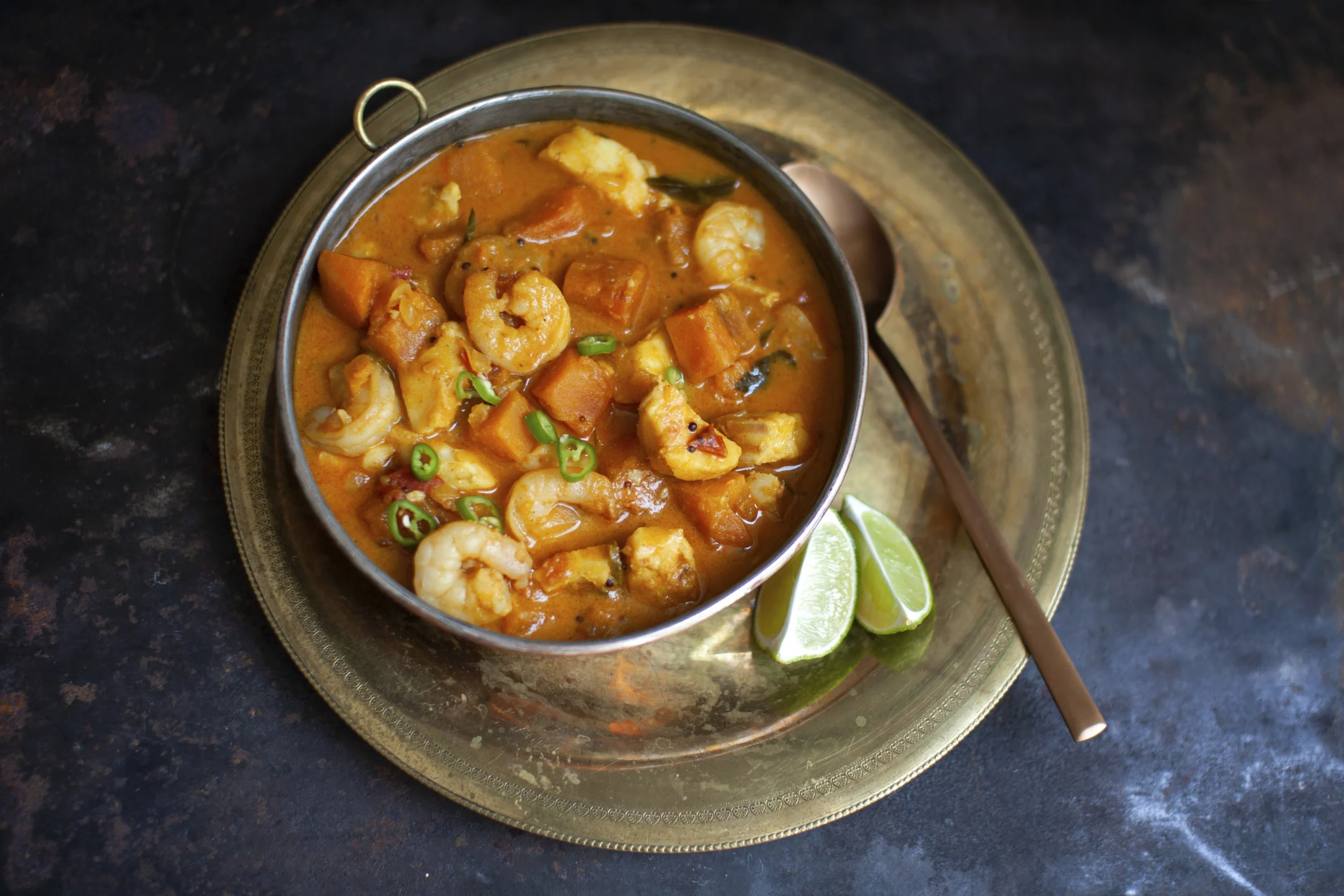 Sri Lankan Spiced Cod and Prawn One-Pot with Sweet Potatoes