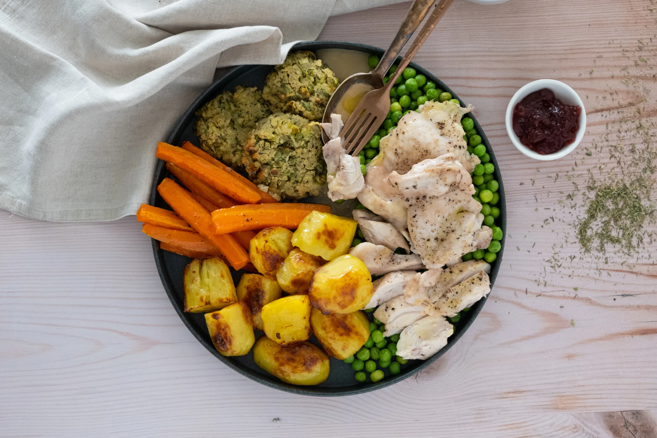 Chicken Thigh Roast with Stuffing and Gravy