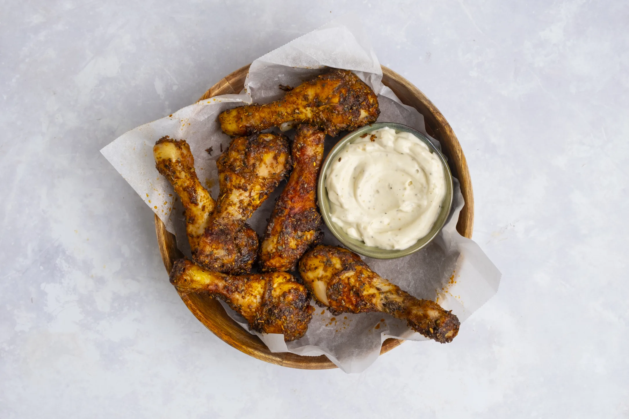 Spiced Cajun Chicken Drumsticks with Ranch-style Dip