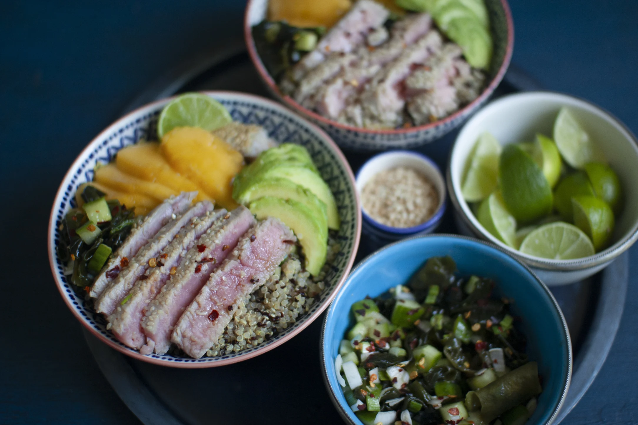 Poke Bowl with Sesame Tuna, Mango and Avocado