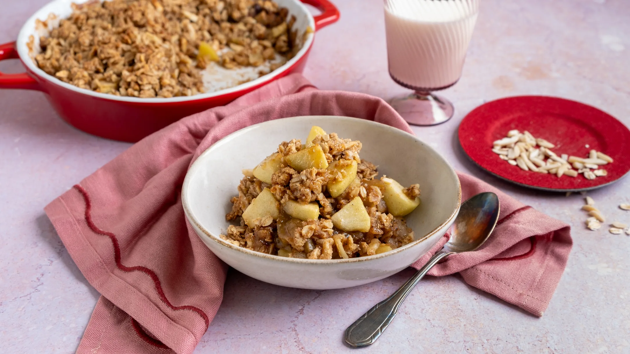 Baked Cinnamon Apple Crumble with Oats and Nuts