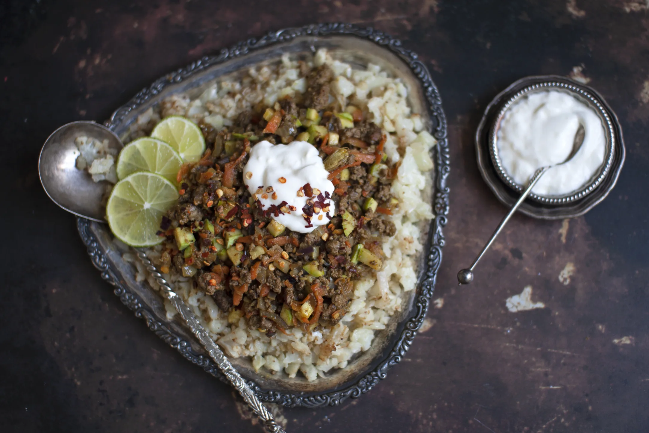 Spicy Indian Beef Mince Qeema with Cauliflower 'Rice'