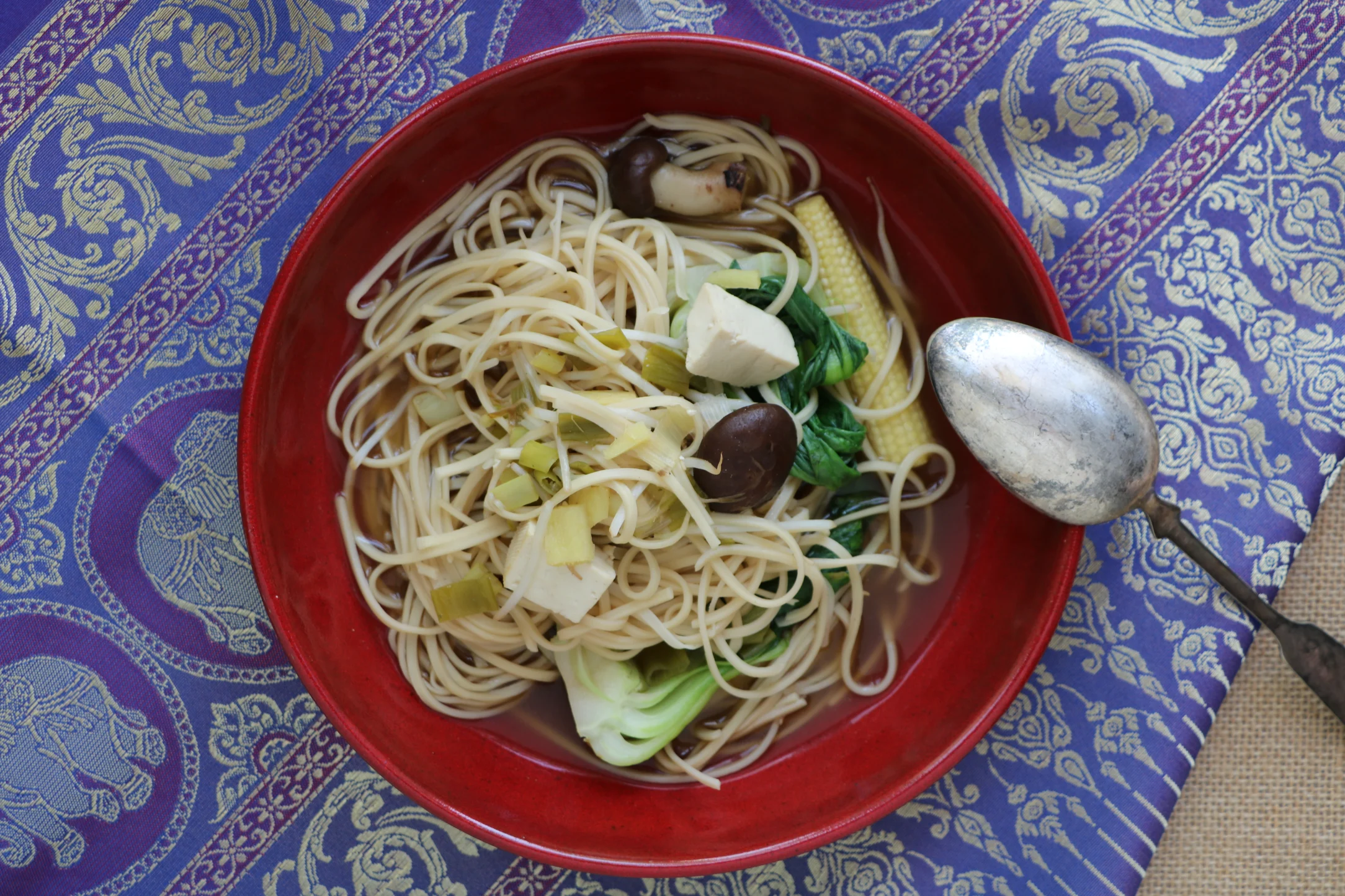 Veggie Tofu Ramen with Pak Choi and Beansprouts
