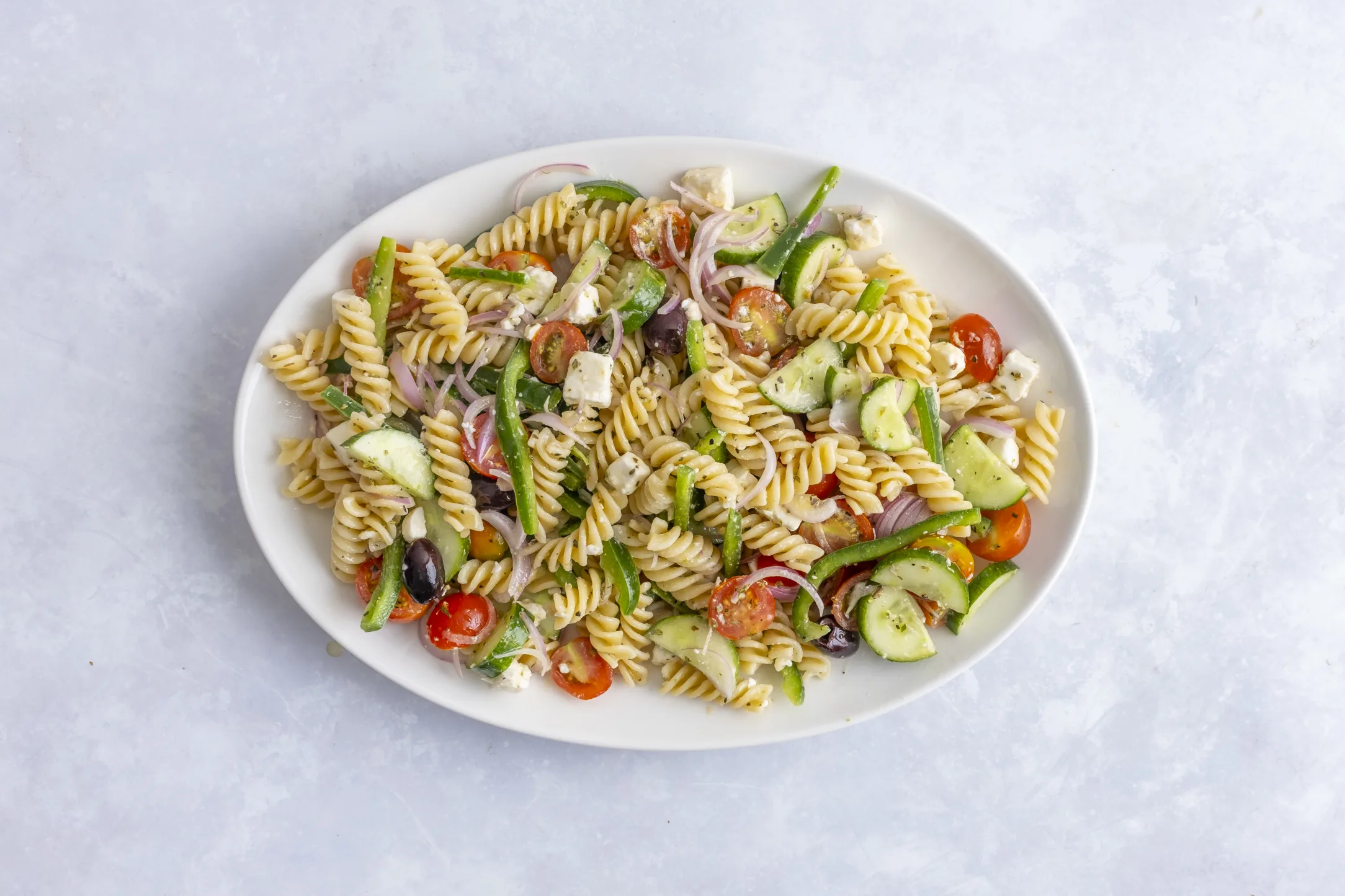Mediterranean Pasta Salad with a Herbed Vinaigrette