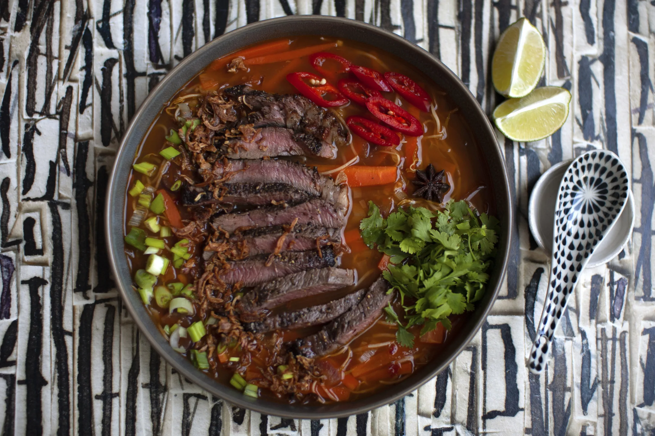 Spicy Vietnamese Beef Steak Pho Soup