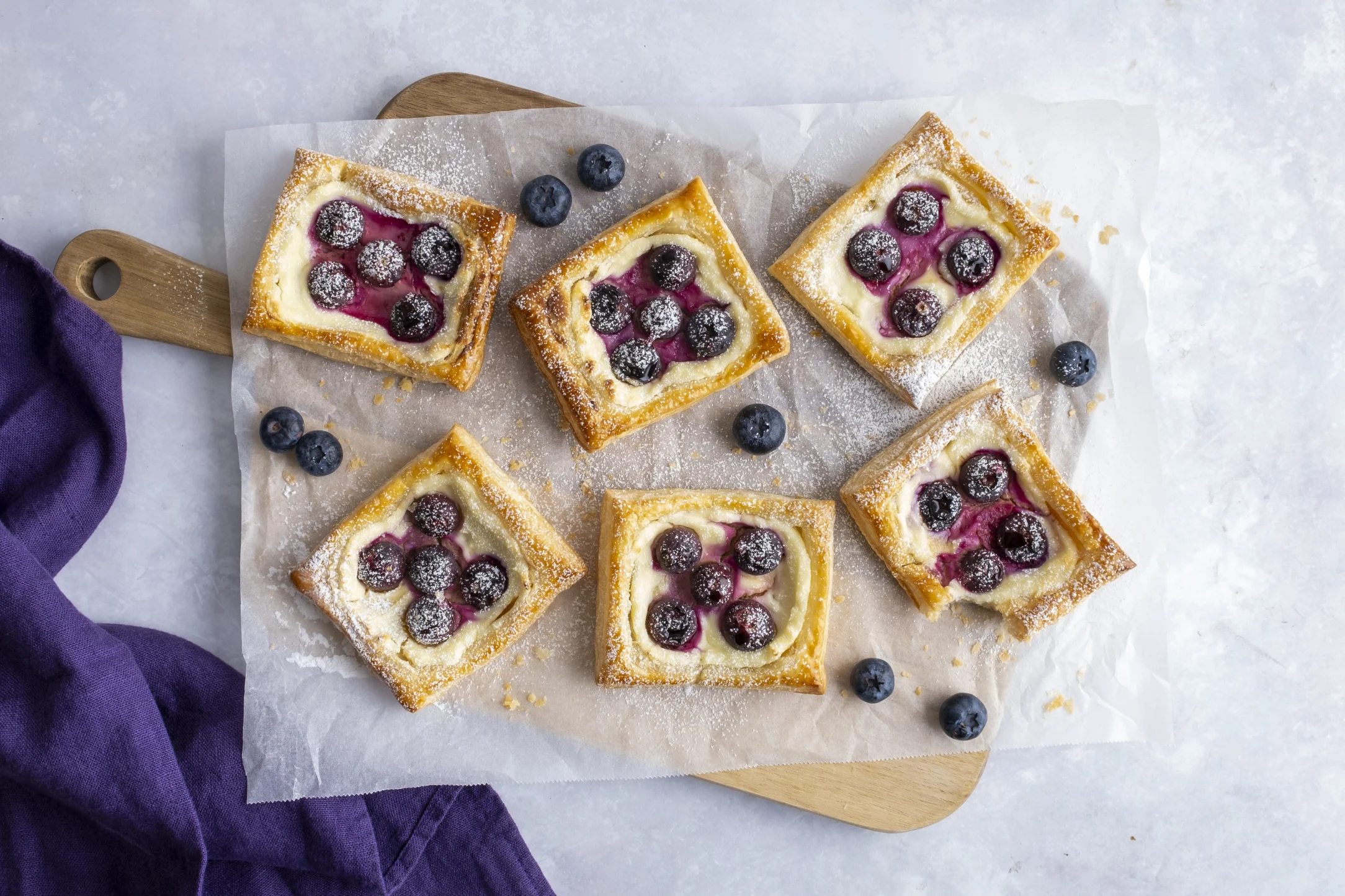 Fresh Blueberry & Cream Cheese Puff Pastry Tarts