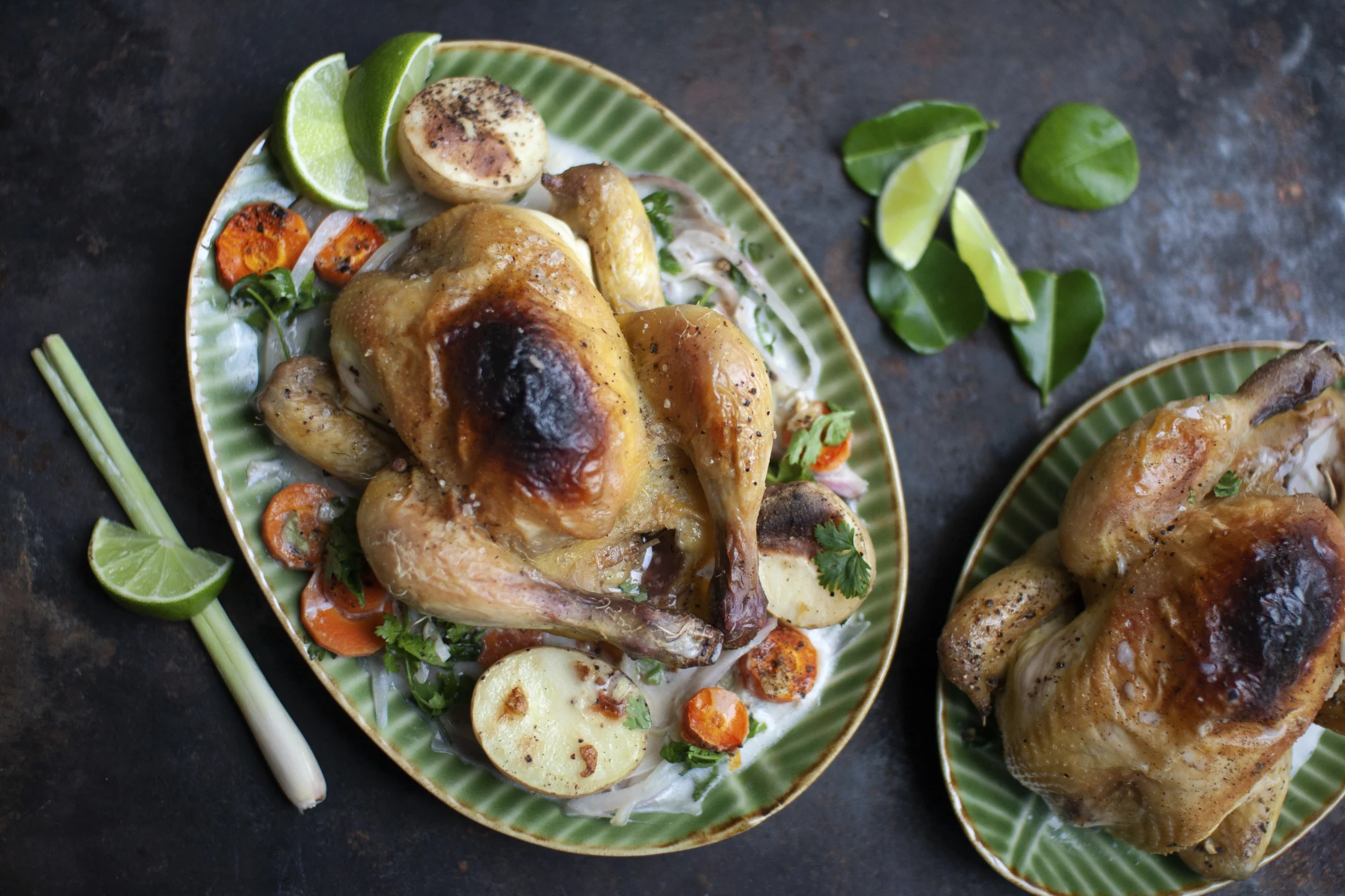 Oven Roasted Coconut Chicken with Potatoes and Thai Eggplants