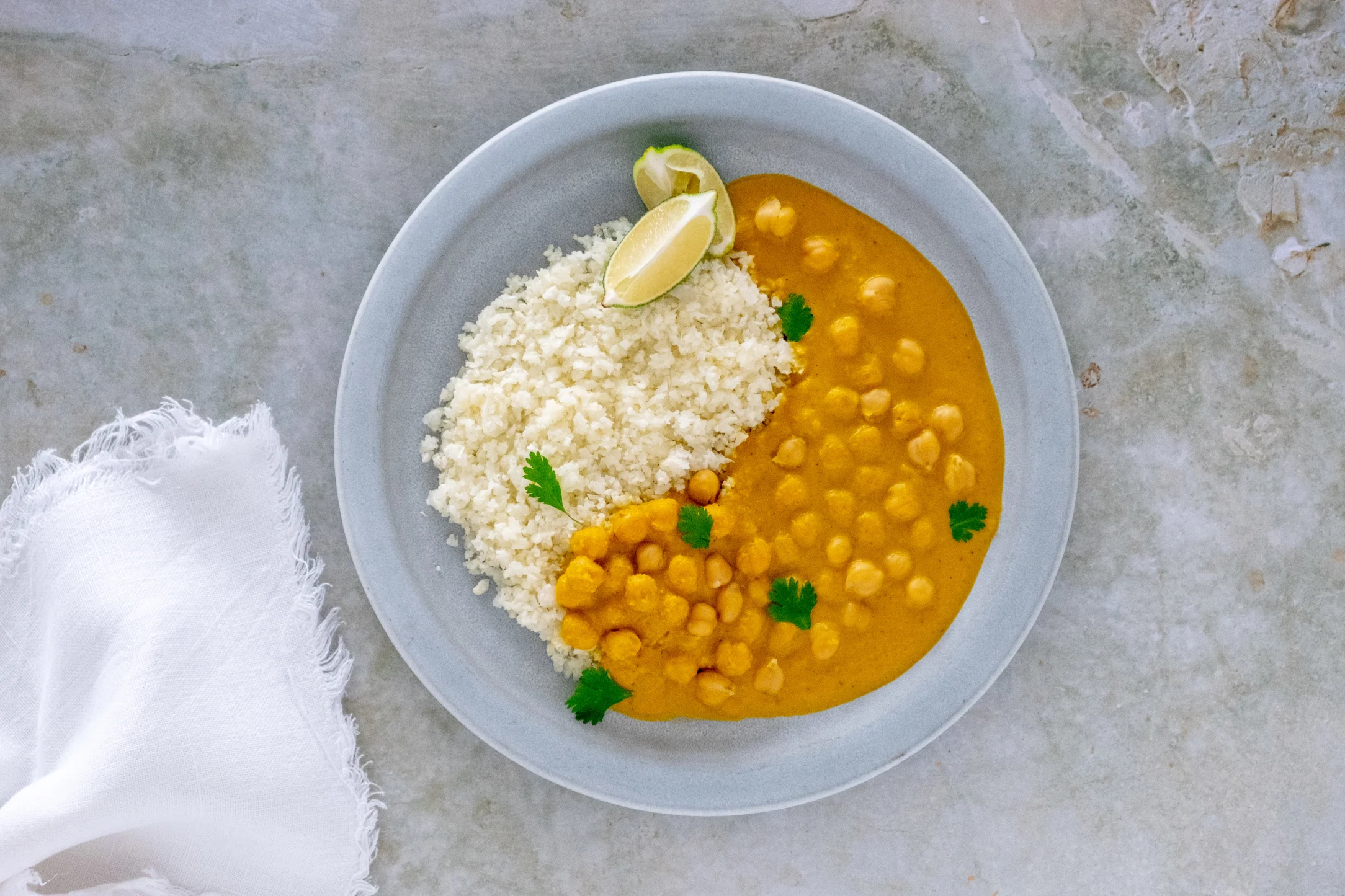 Masala Chickpea Curry with Cauliflower Rice