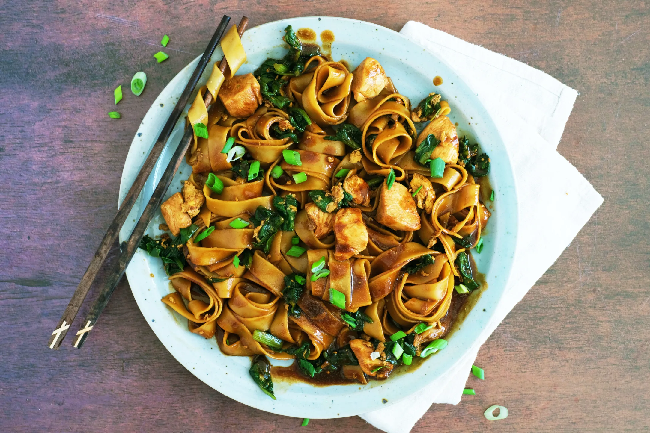 Pad See Ew with Chicken and Greens