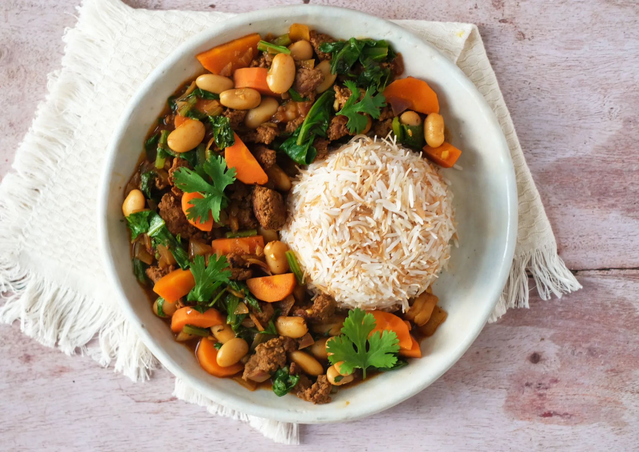 Hearty Lamb Mince Stew with Harissa and Vermicelli Rice