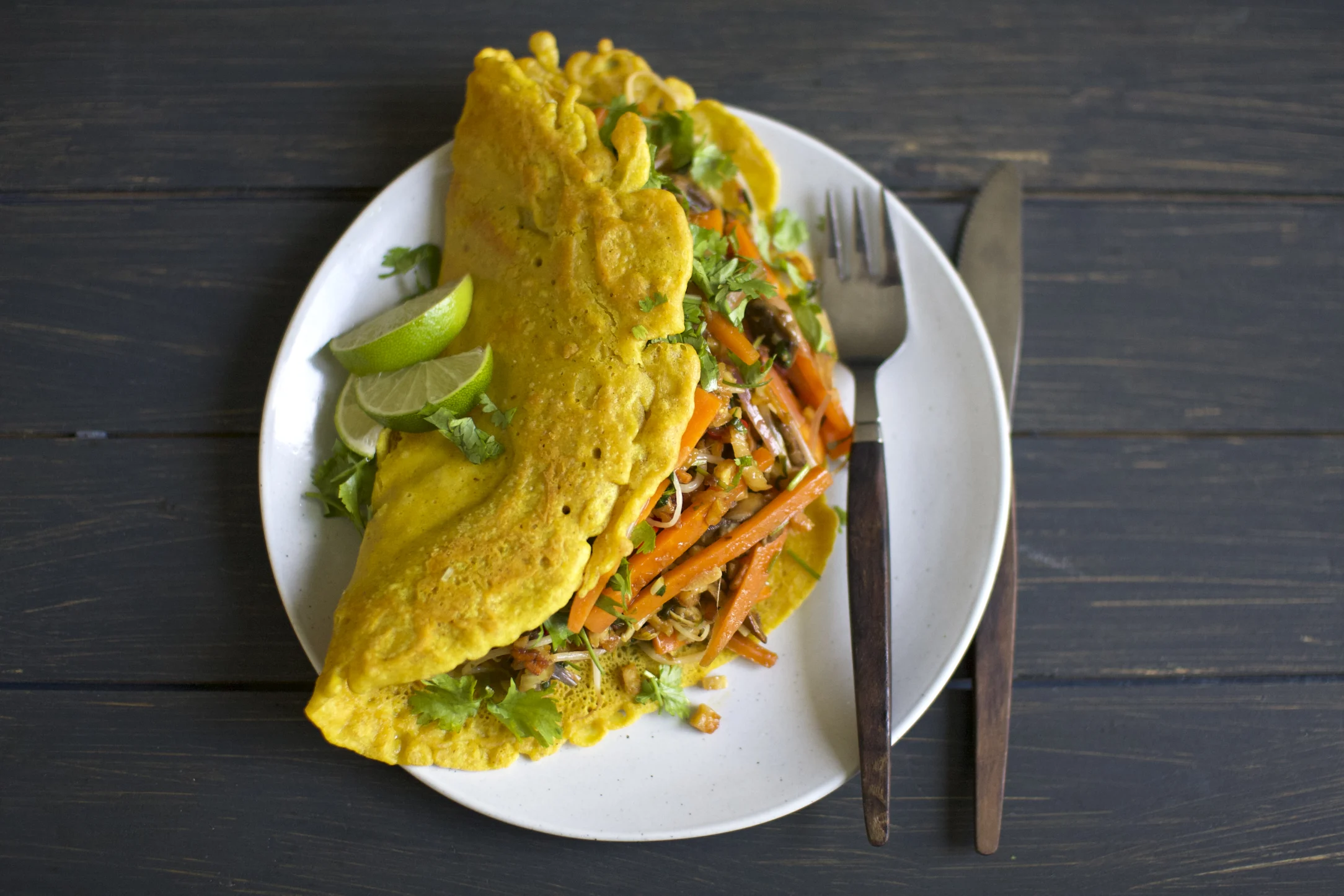 Tempeh and Mushroom Chickpea Crepes