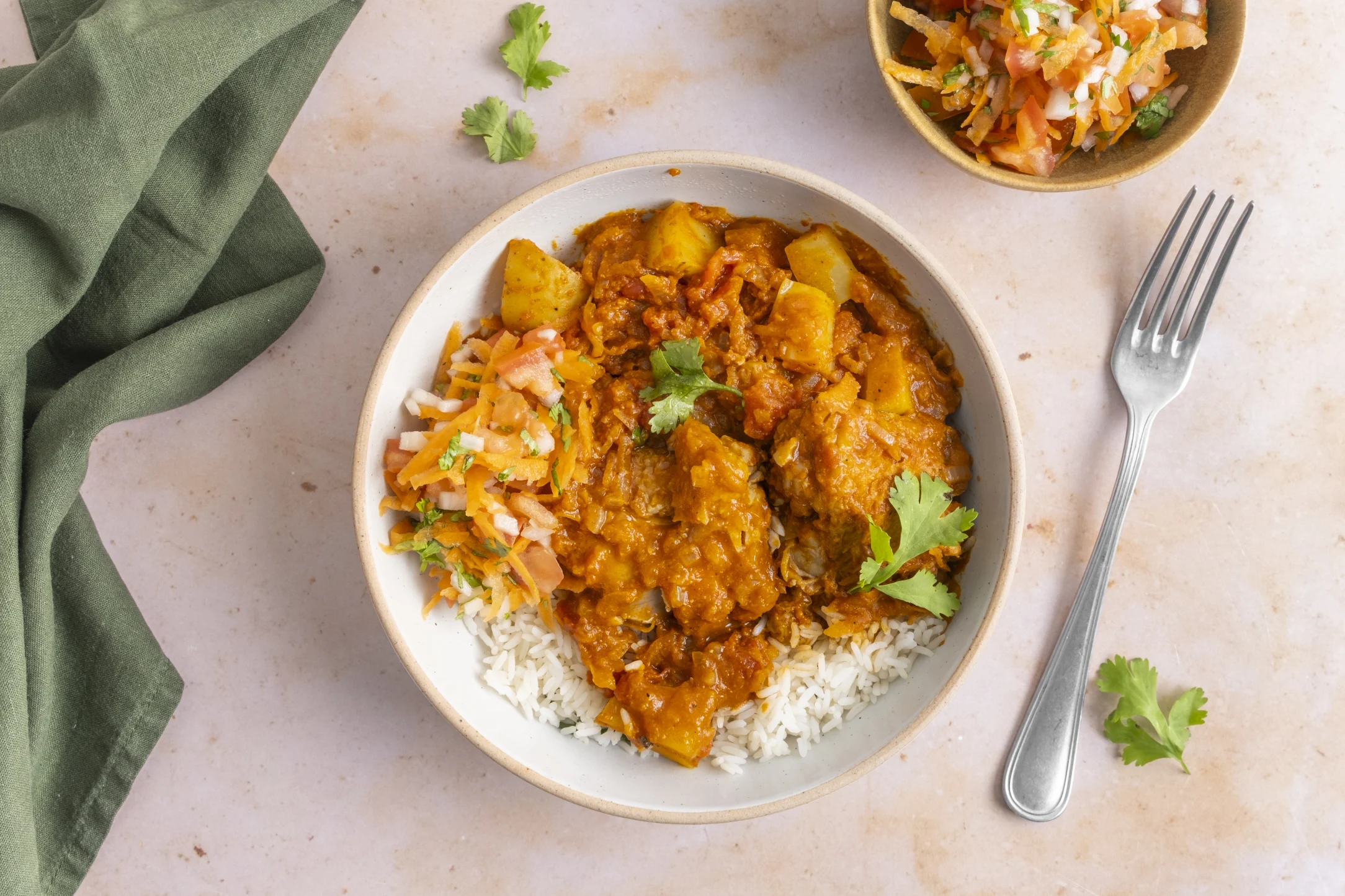 Cape Malay Chicken Curry with Coriander Rice and Sambal