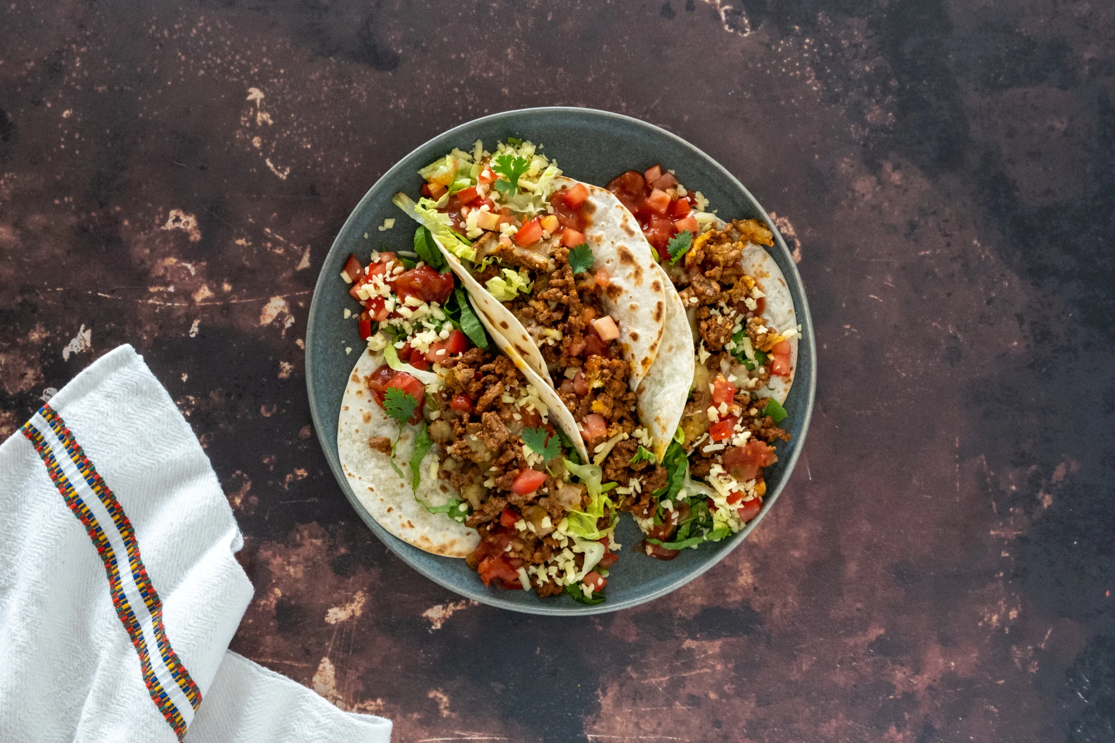 Cheesy Beef Tacos with Tomato Salsa and Cheddar