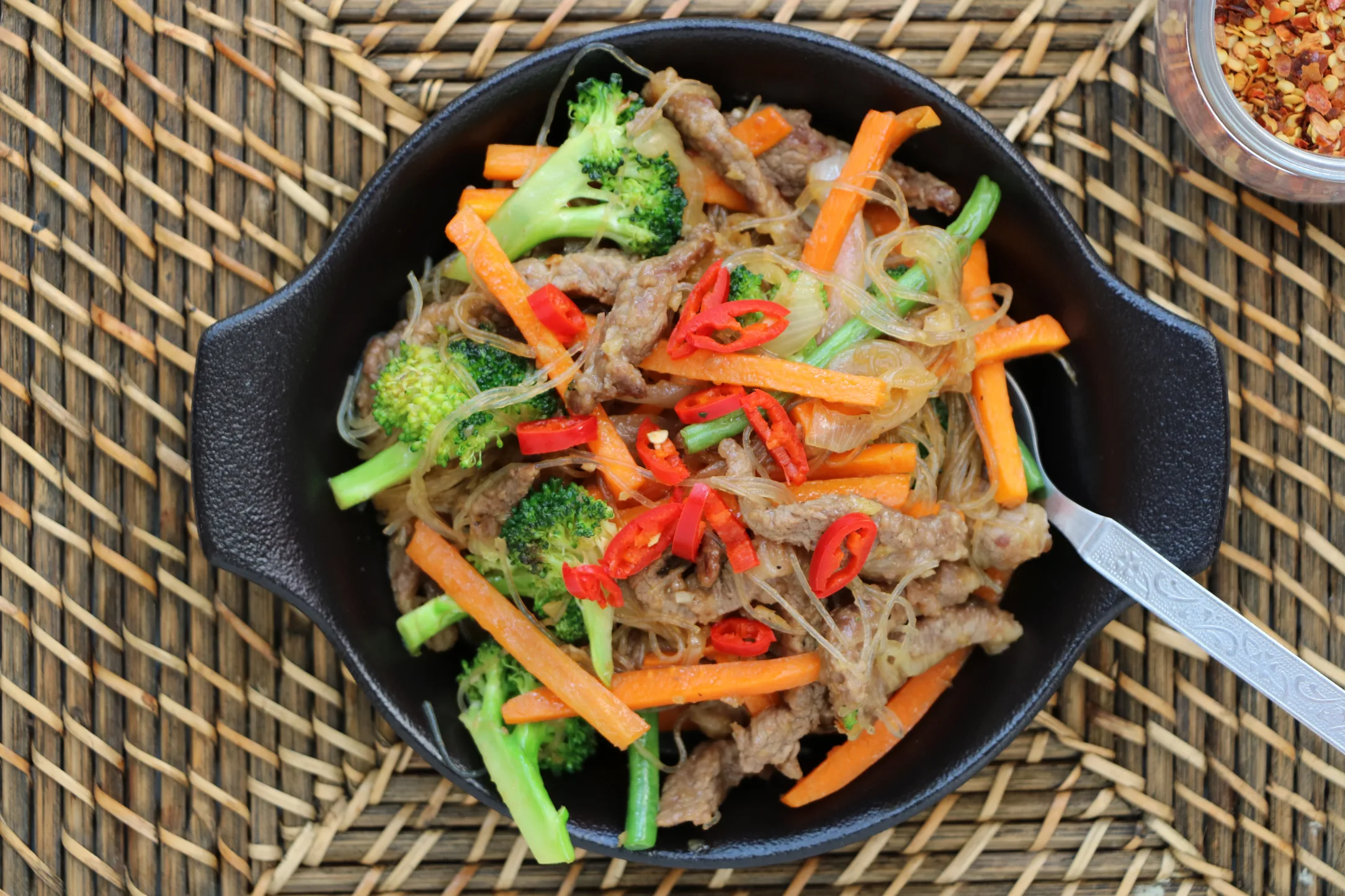 Mongolian Beef and Vegetable Bowl with Vermicelli