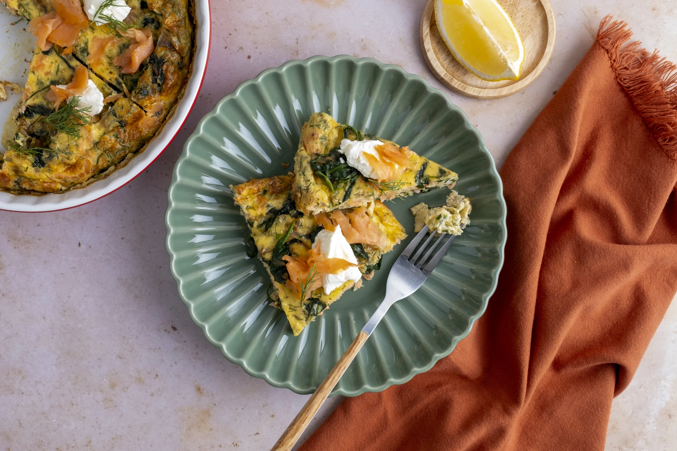 Smoked Salmon Frittata with Cream Cheese and Dill