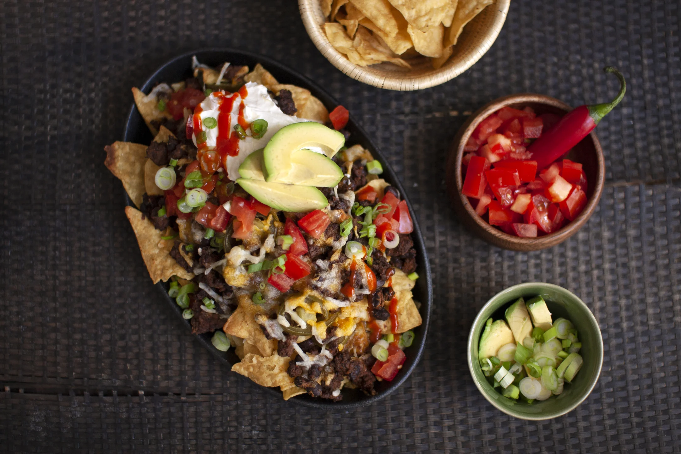 Loaded Beef Nachos with Jalapeno and Sour Cream