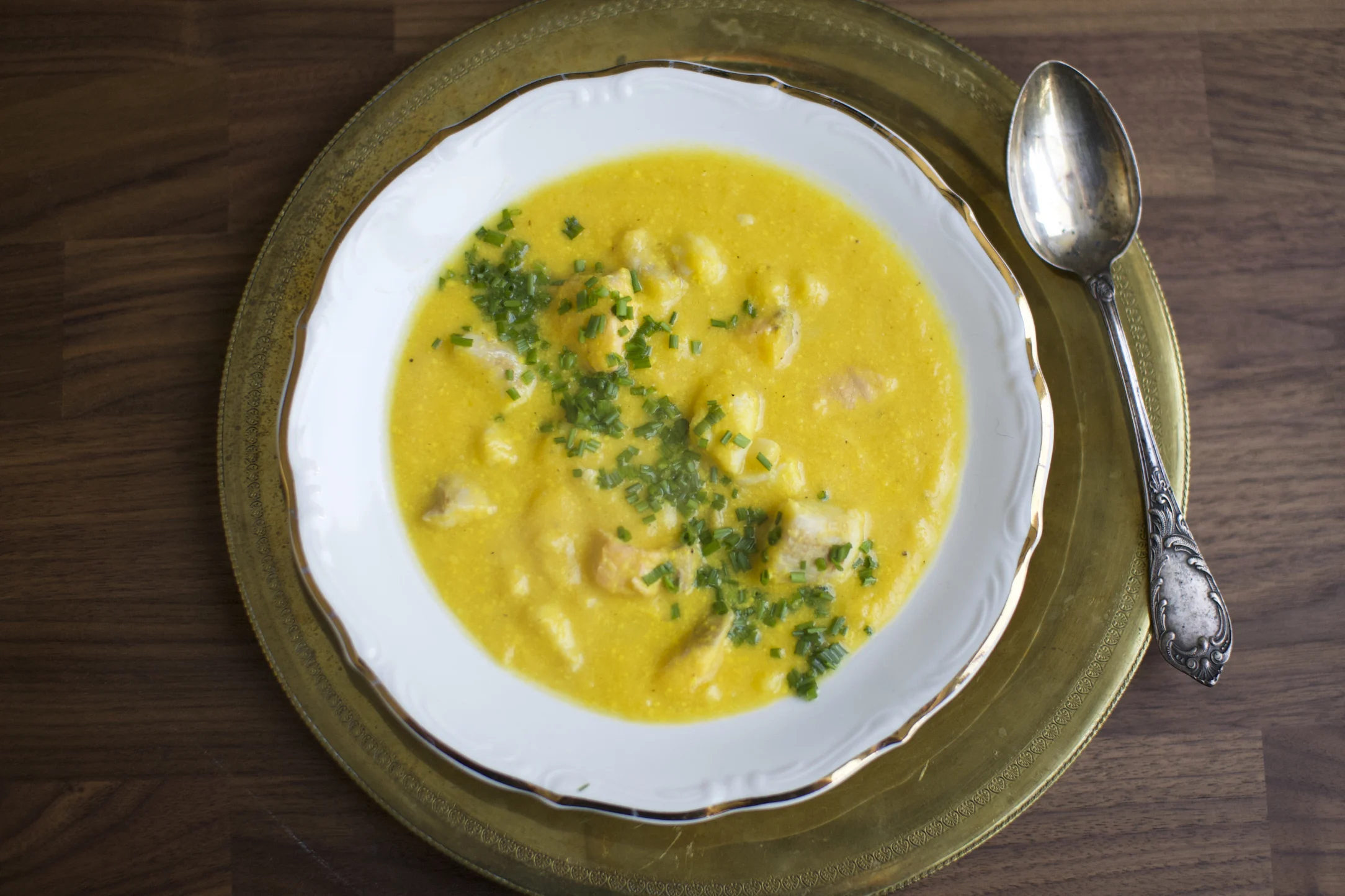 Creamy Two Fish Chowder with Corn and Chives