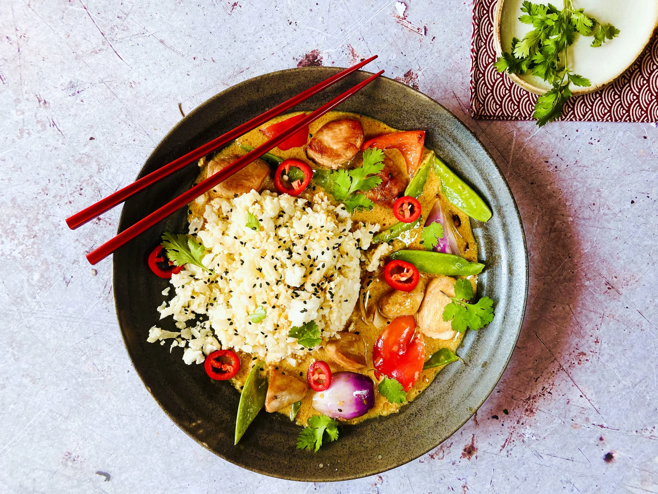 Limey Coconut and Chicken Curry with Cauliflower Rice