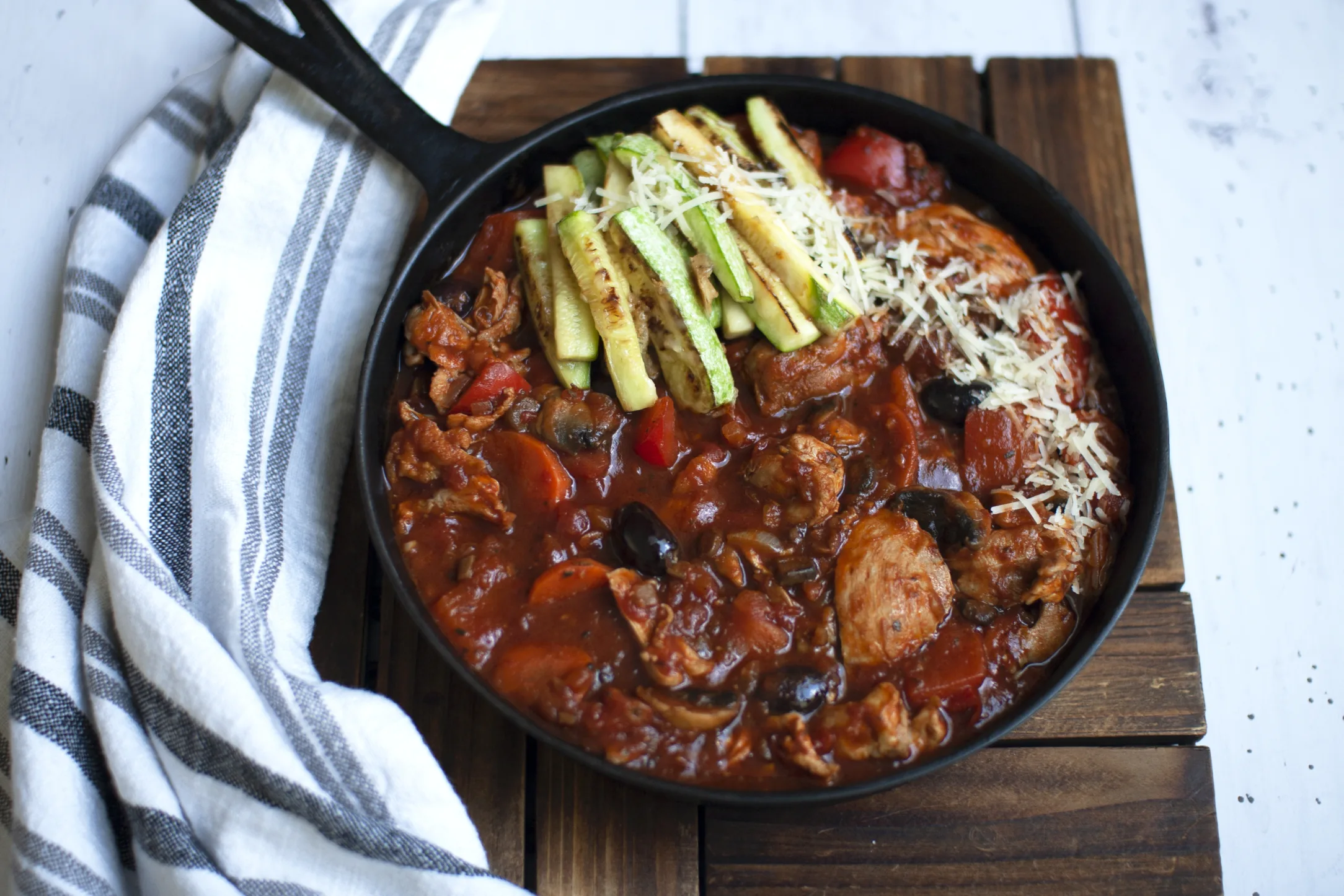 Chicken Cacciatore with Parmesan Zucchini