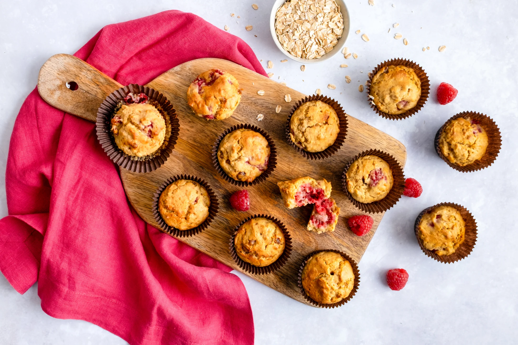 12 Raspberry and Oat Mini Muffins