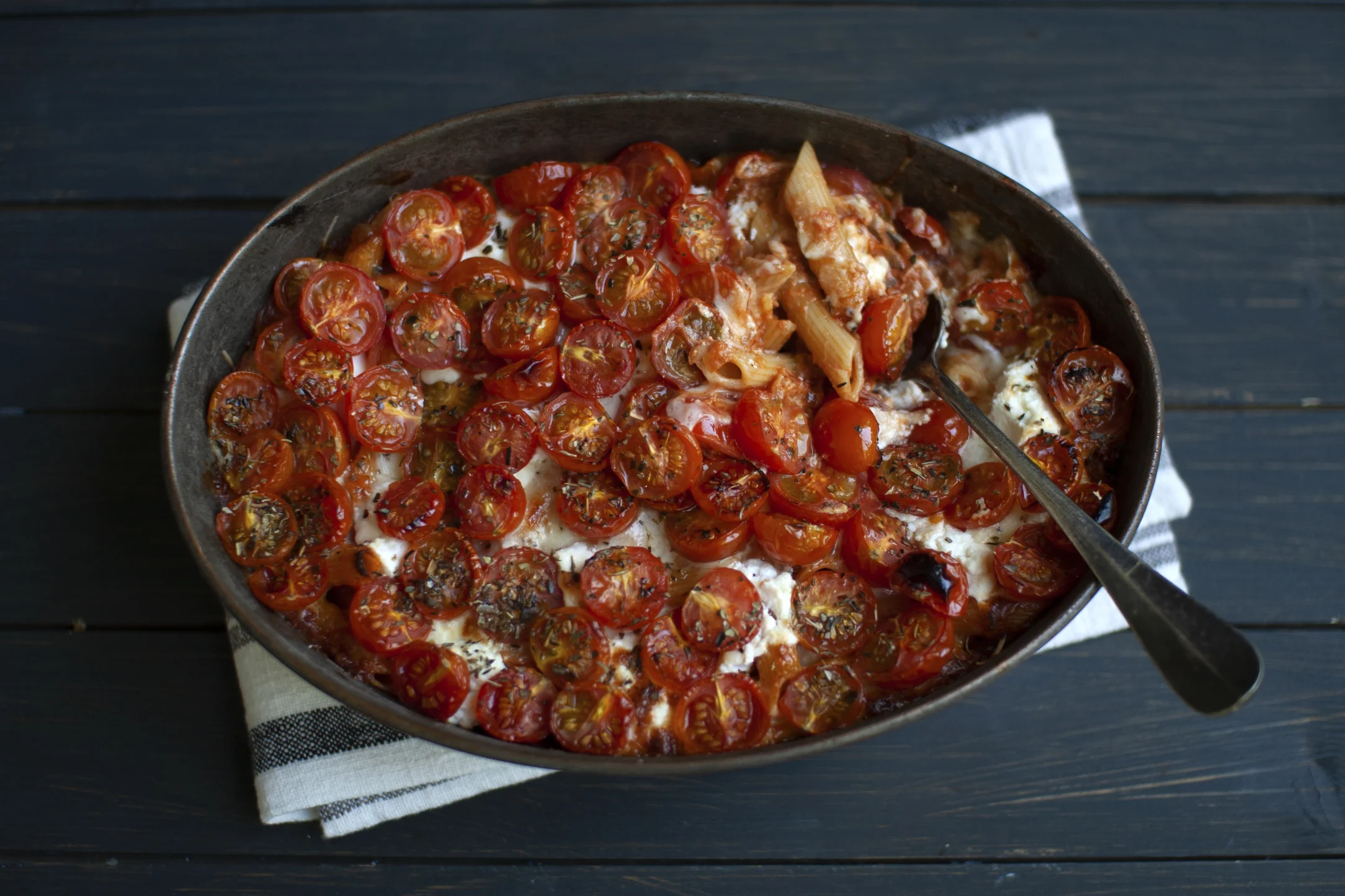 Ricotta Baked Penne with Pizza Tomatoes