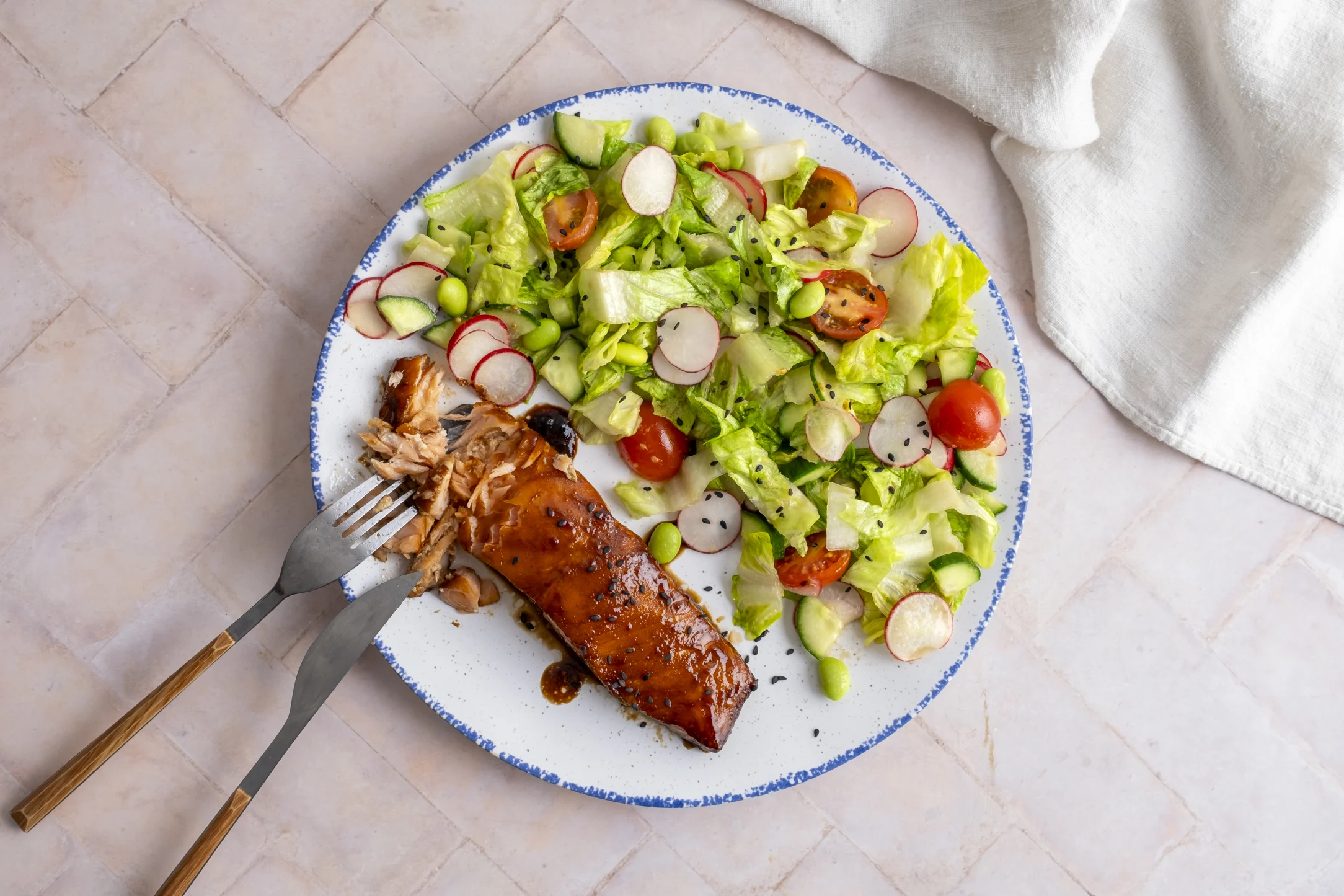 Asian Salmon Salad with Ginger Sesame Dressing