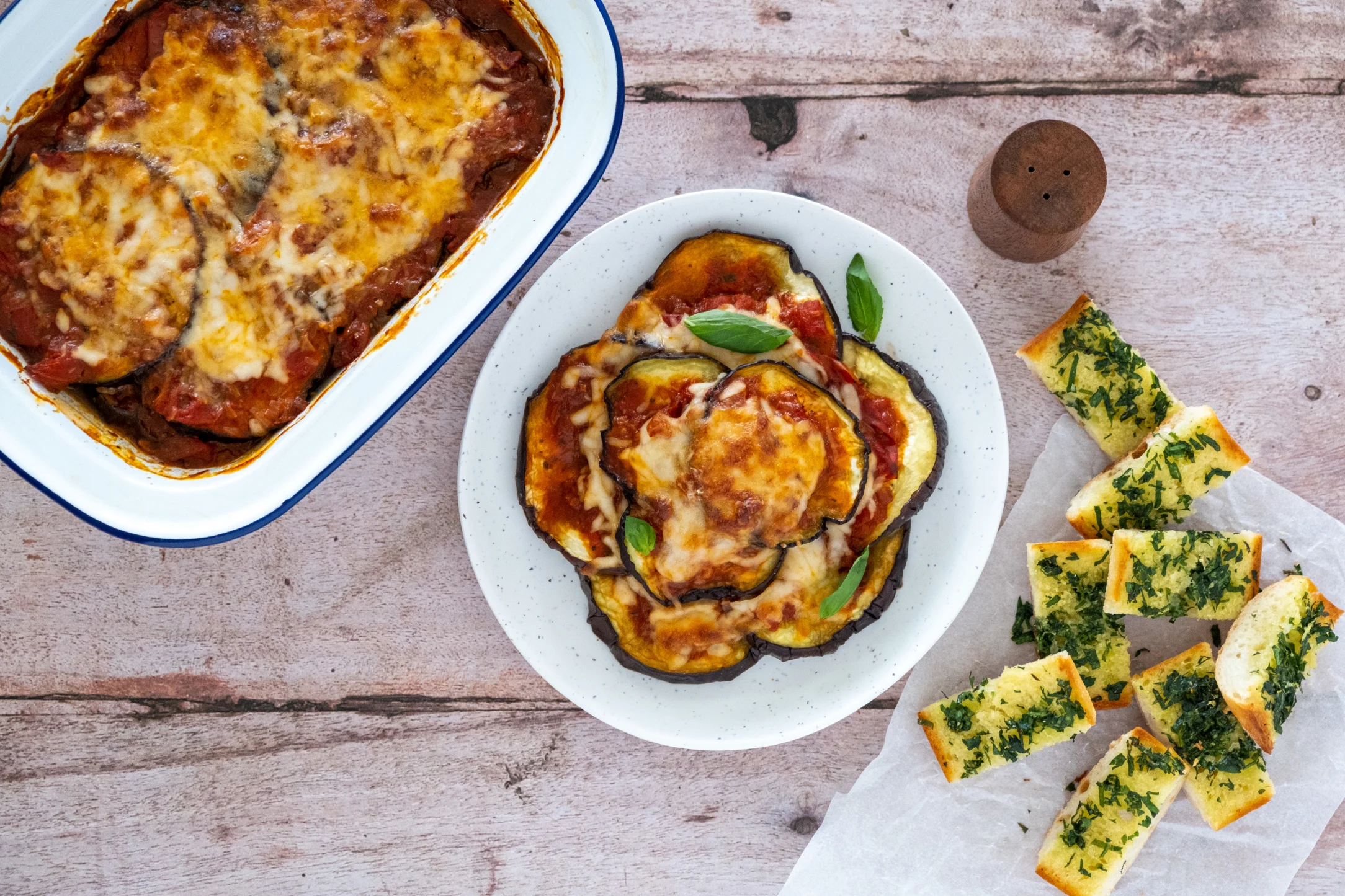 Eggplant Parmigiana with Garlic Ciabatta