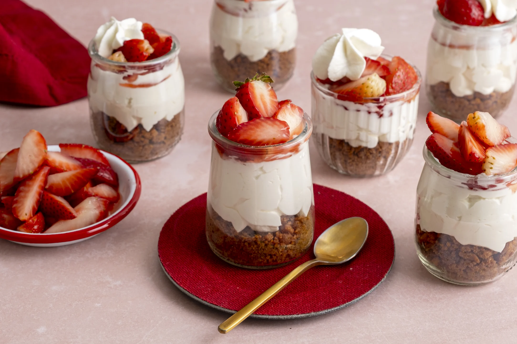 No-Bake Fresh Strawberry Cheesecake with Lotus Biscoff