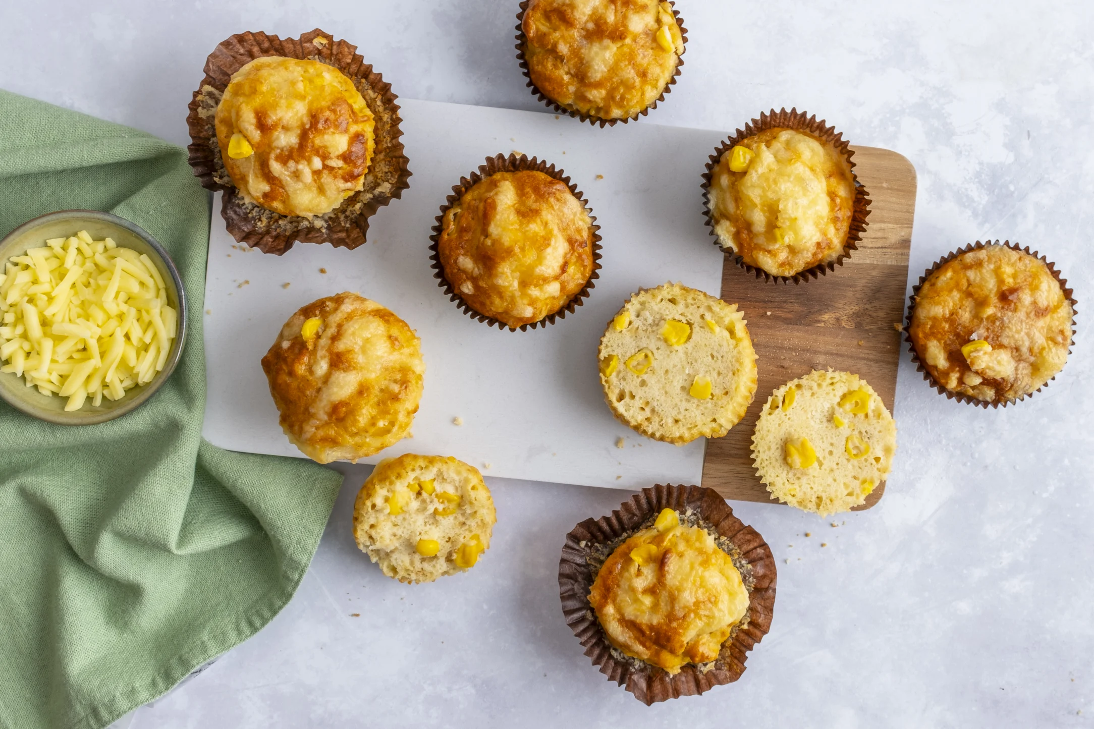 12 Corn and Cheddar Mini Muffins