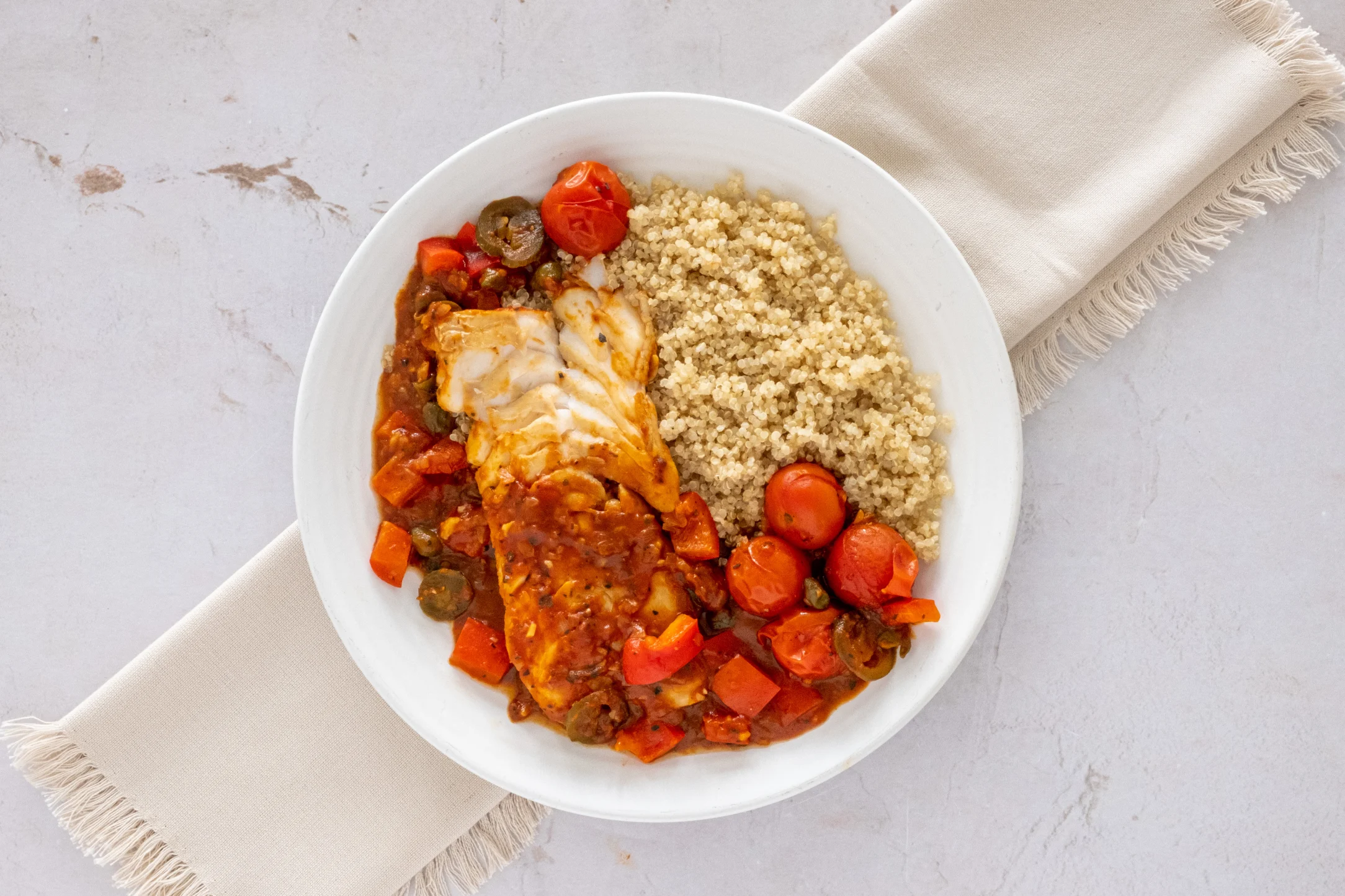 Fiery Cod Veracruz with Quinoa