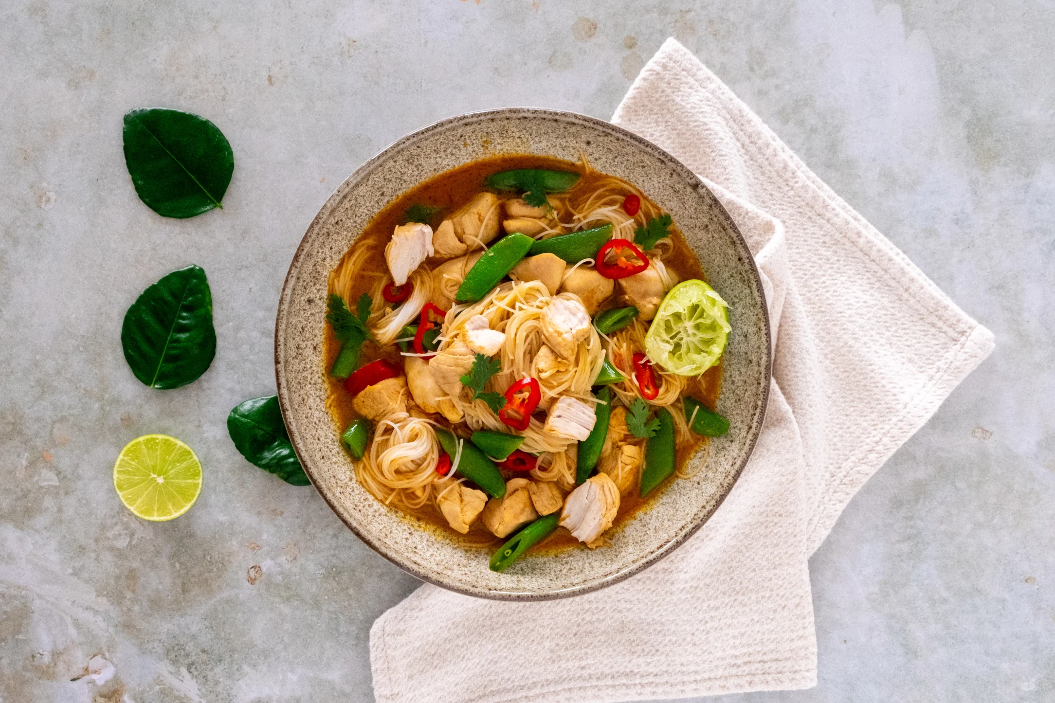 Tom Kha Gai Chicken and Coconut Soup with Vermicelli Noodles