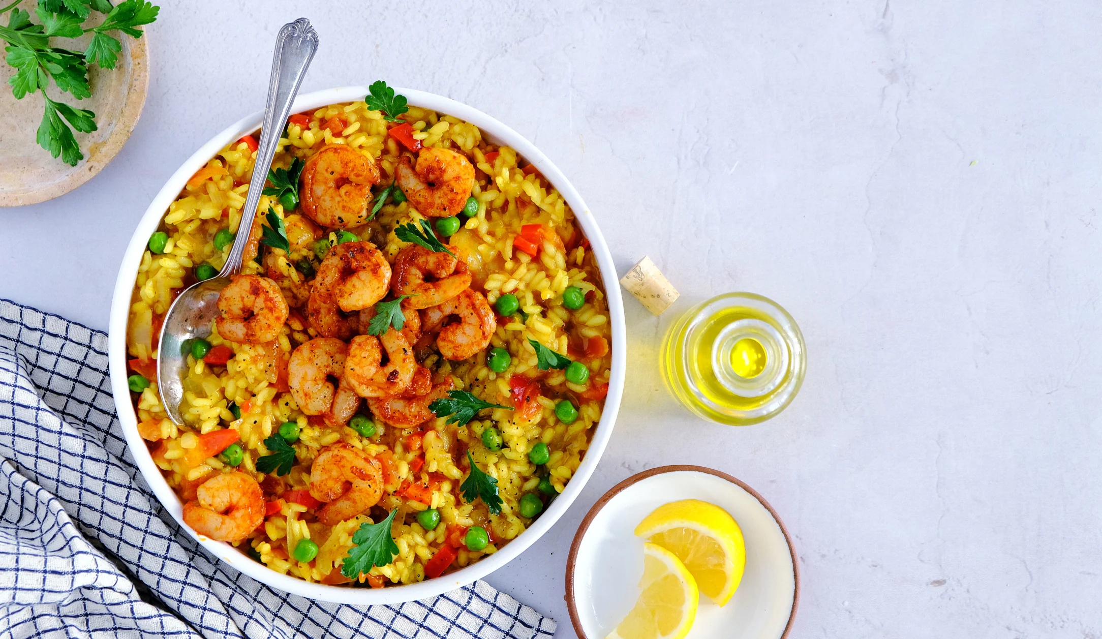 Prawn and Saffron Risotto with Green Peas