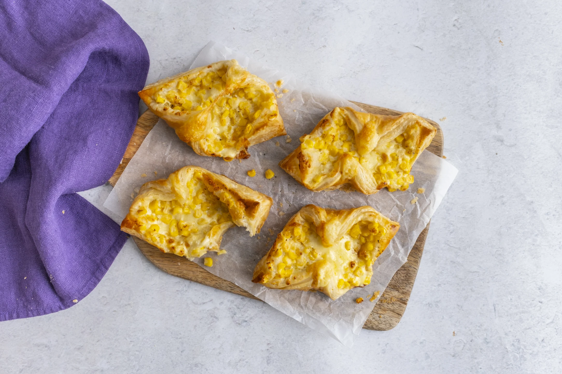Cheese and Corn Puff Pastry Turnovers
