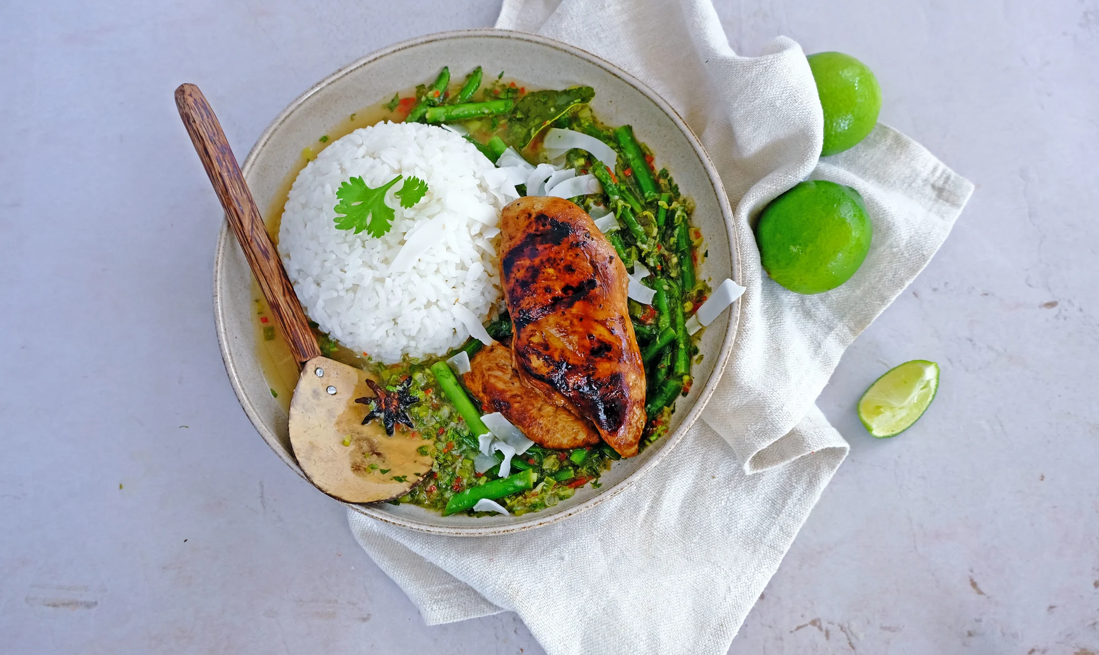 Thai Chicken with Jasmine Rice and Aromatic Broth
